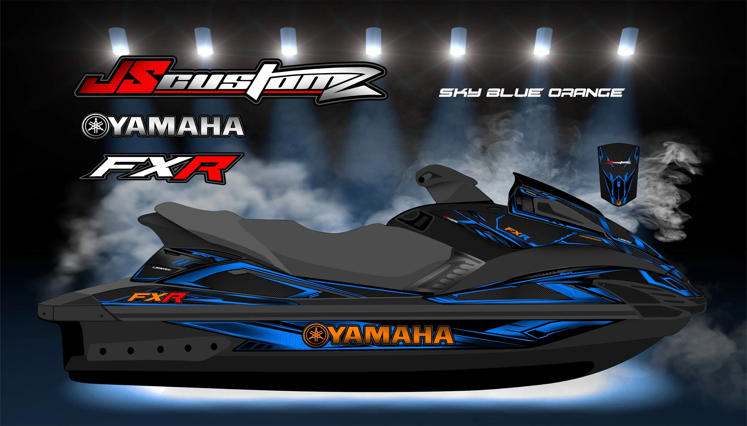 YAMAHA FX 2008-2011 JS2 GRAPHIC KIT SKY BLUE ORANGE.jpg