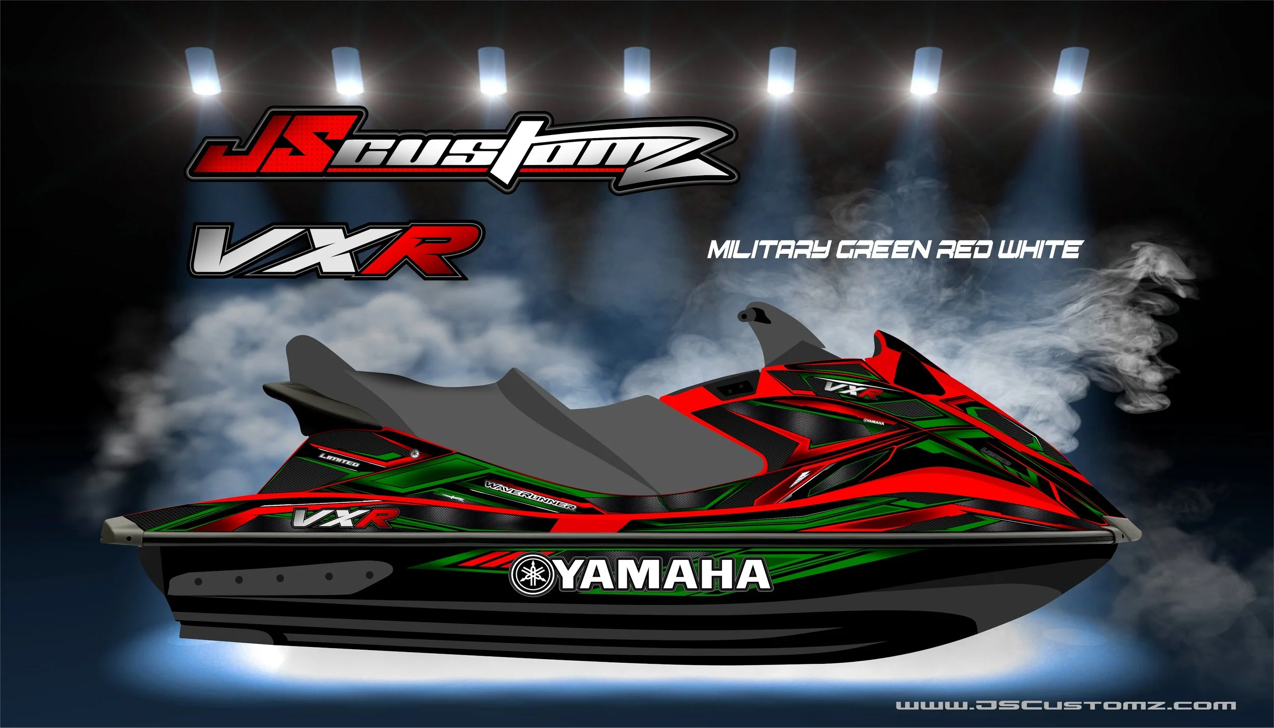 YAMAHA VX 10-14 JS1 GRAPHIC KIT MILITARY GREEN RED WHITE.jpg