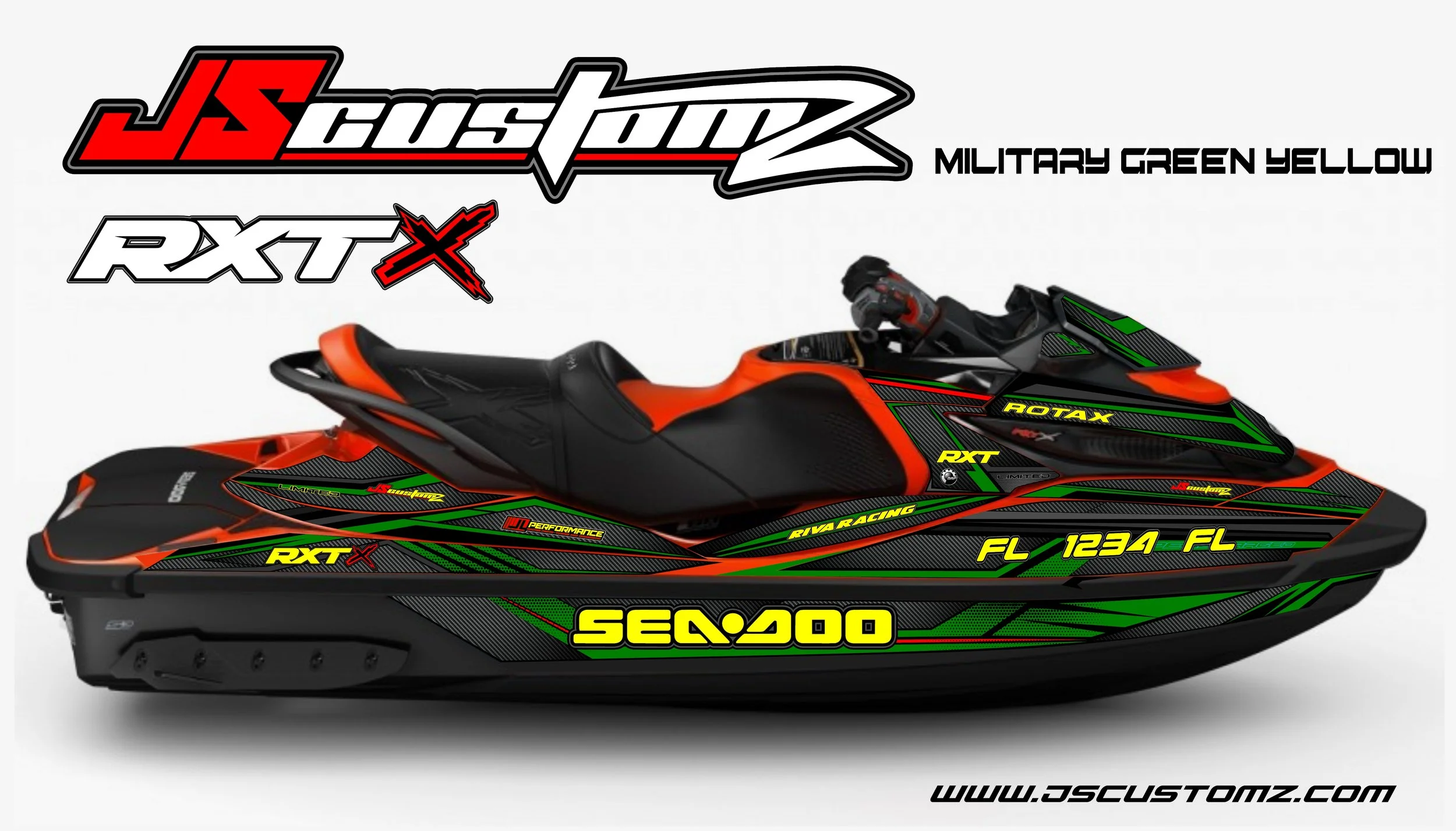 SEADOO RXT ST3 JS1 FULL COLOR GRAPHIC KIT  MIITARY GREEN YELLOW.jpg