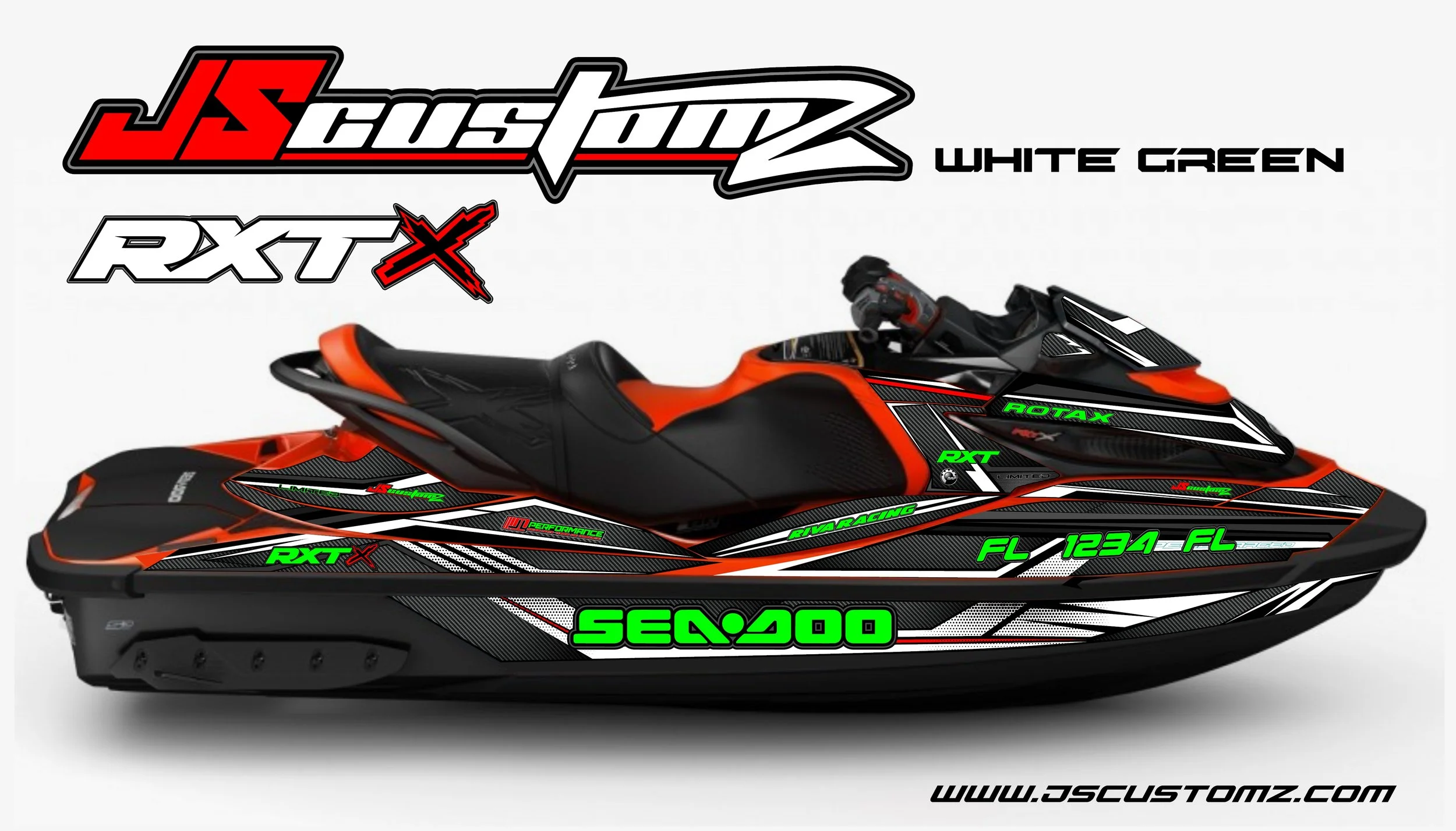 SEADOO RXT ST3 JS1 FULL COLOR GRAPHIC KIT WHITE GREEN.jpg