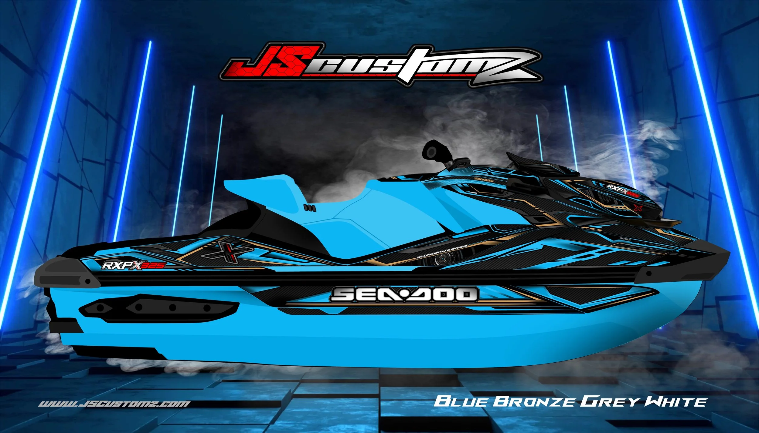 SEADOO RXPX 21 UP JS4 GRAPHIC KIT 2026 Gulfstream BRONZE GREY WHITE.jpg