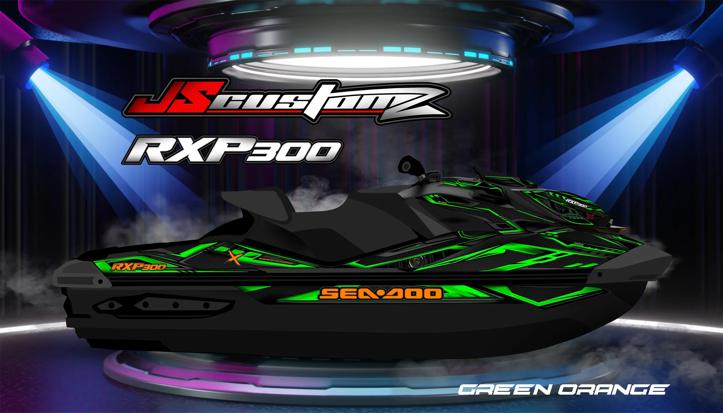 SEADOO RXPX 21 UP JS4 GRAPHIC KIT GREEN ORANGE.jpg