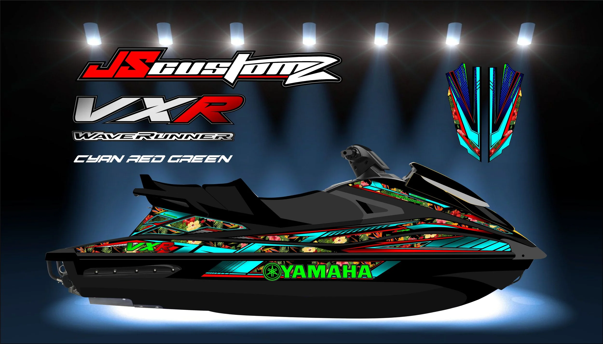 YAMAHA VX 15-20 JS2 GRAPHIC KIT CYAN RED GREEN .jpg