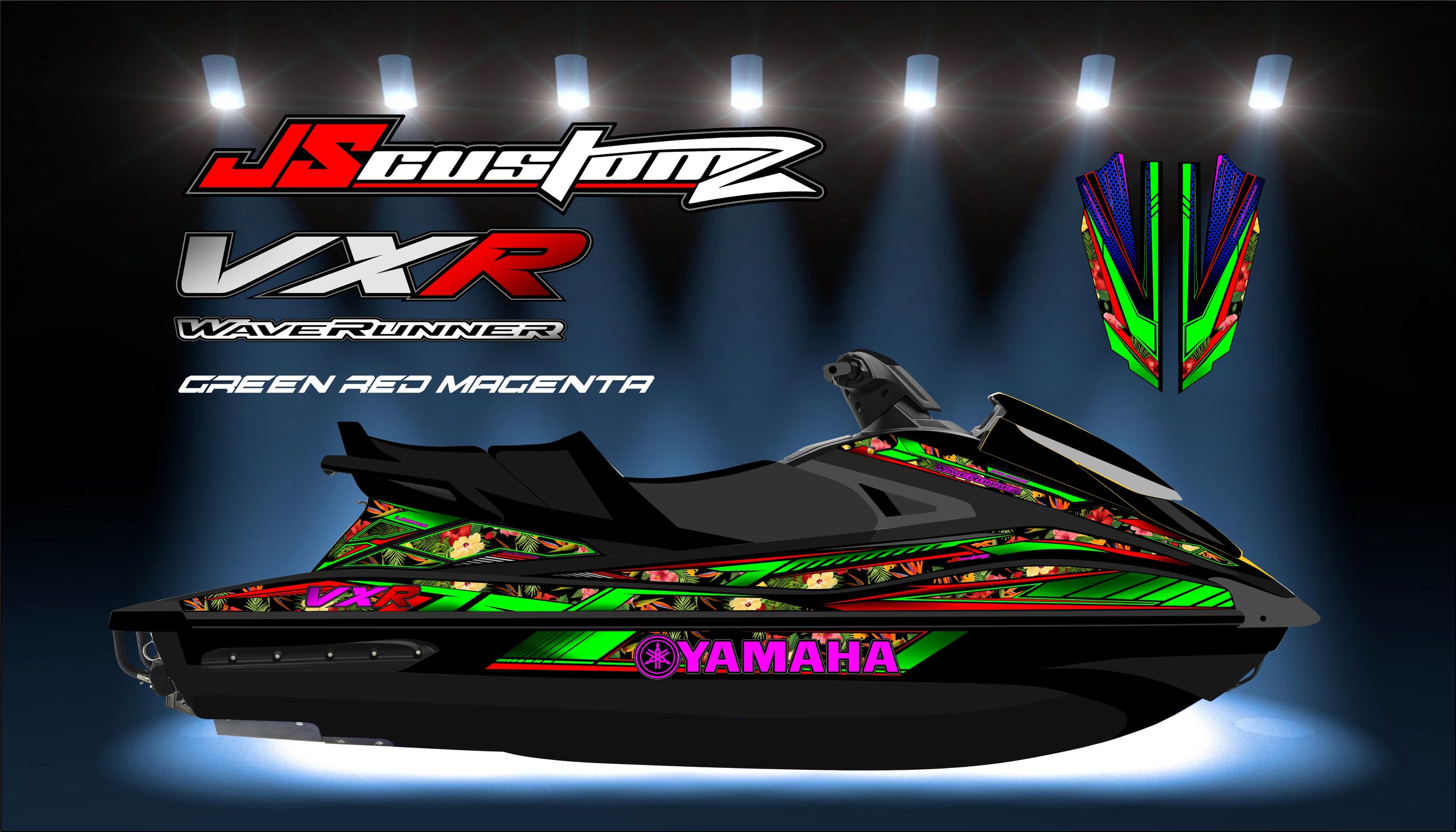 YAMAHA VX 15-20 JS2 GRAPHIC KIT GREEN RED MAGENTA  .jpg