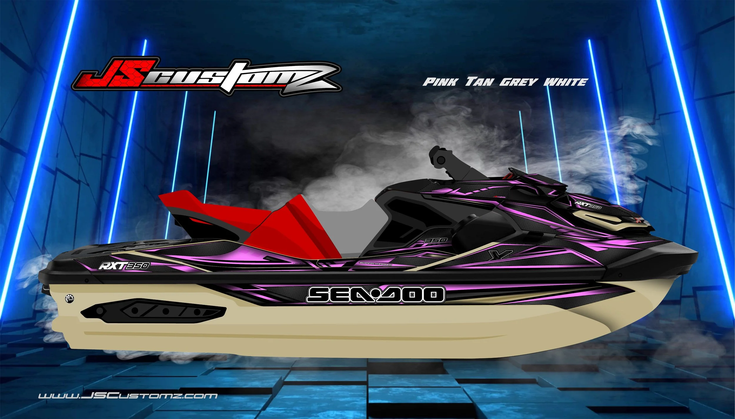 Seadoo RXTX 18-UP JS4 Graphic Kit 2025 PINK TAN GREY WHITE.jpg