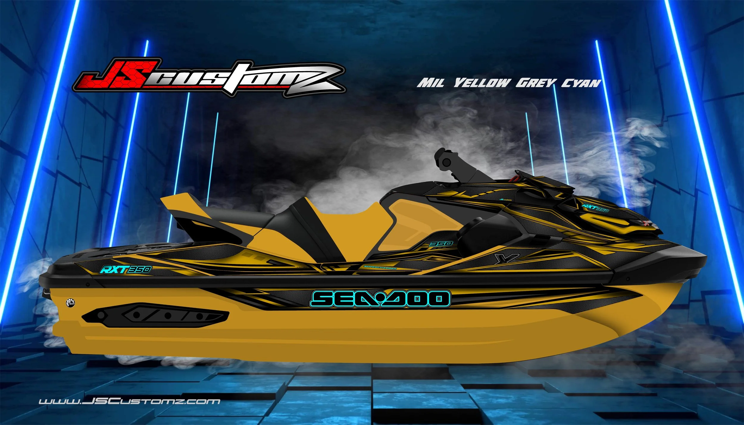 Seadoo RXTX 18-UP JS4 Graphic Kit 2025 MIL YELLOW GREY CYAN.jpg
