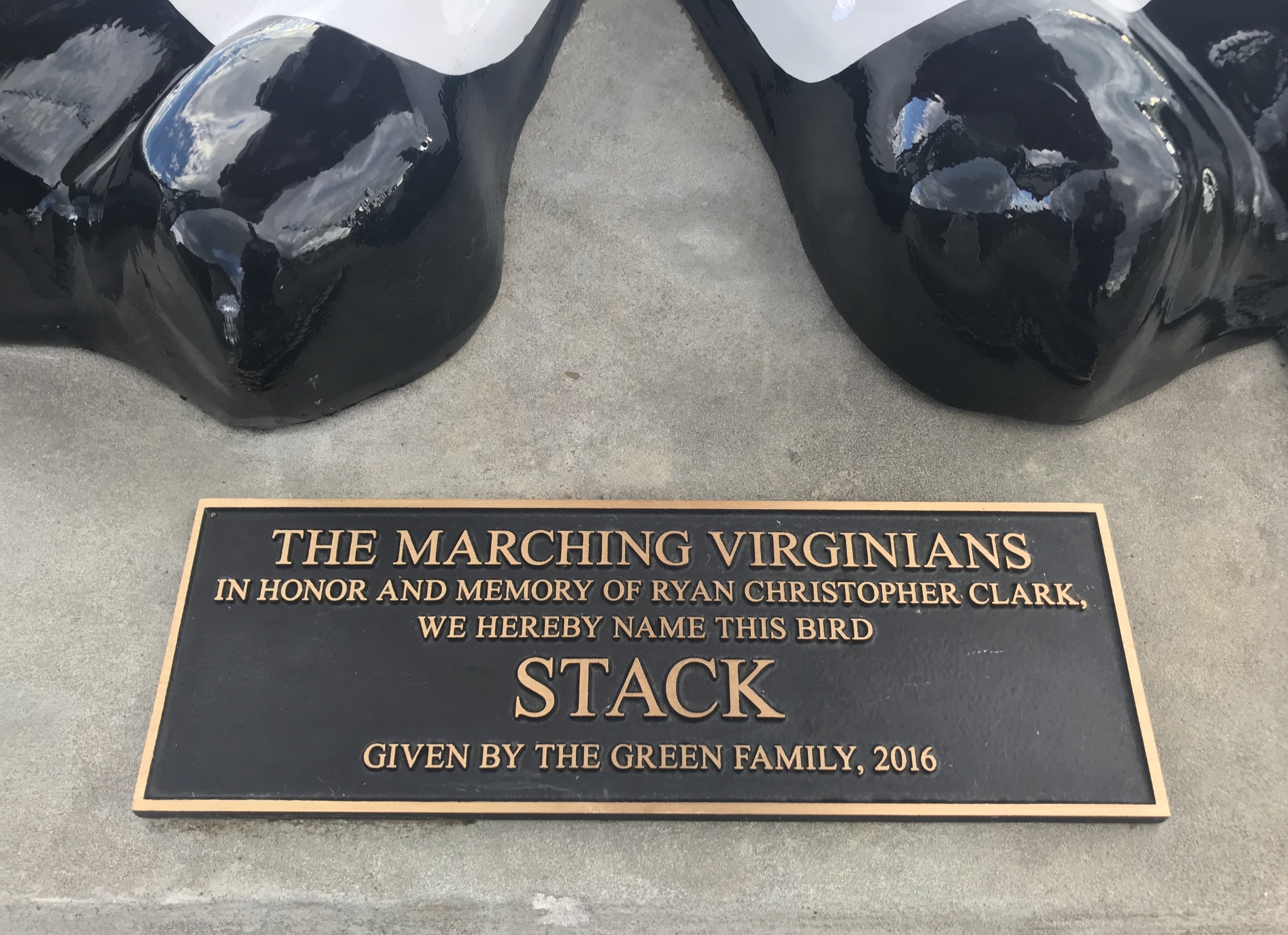 The plaque at the base of our Hokie Bird; Source: Ashley Deans