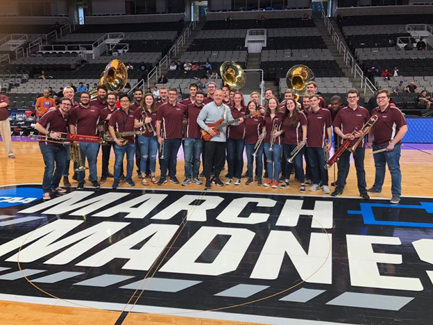The Hokies Pep Band with Buzz Williams in San Jose; Source: Chad Reep