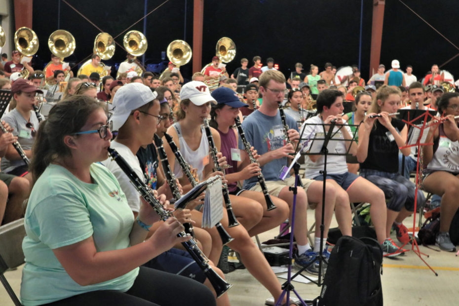 The clarinet section practicing during band camp on a hot mid-August night; Source: Facebook