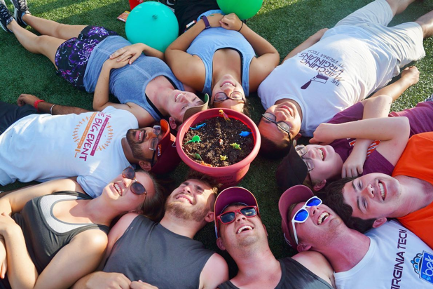 Saxophone rank surrounding their carrot pot filled with mini dinosaurs; Source: Spirit of Tech Facebook