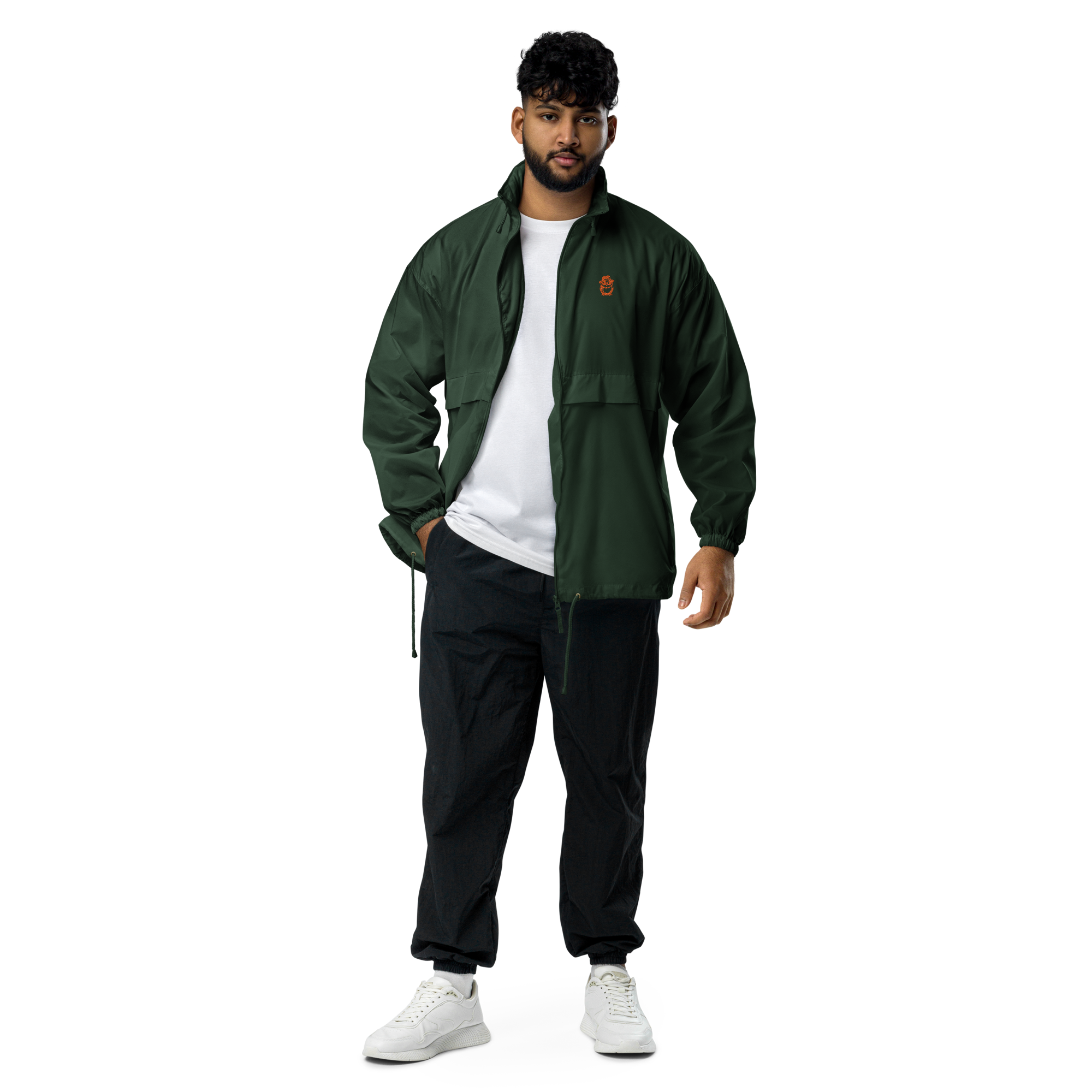 basic-unisex-windbreaker-forest-green-front-66a1b7d02bba0.png