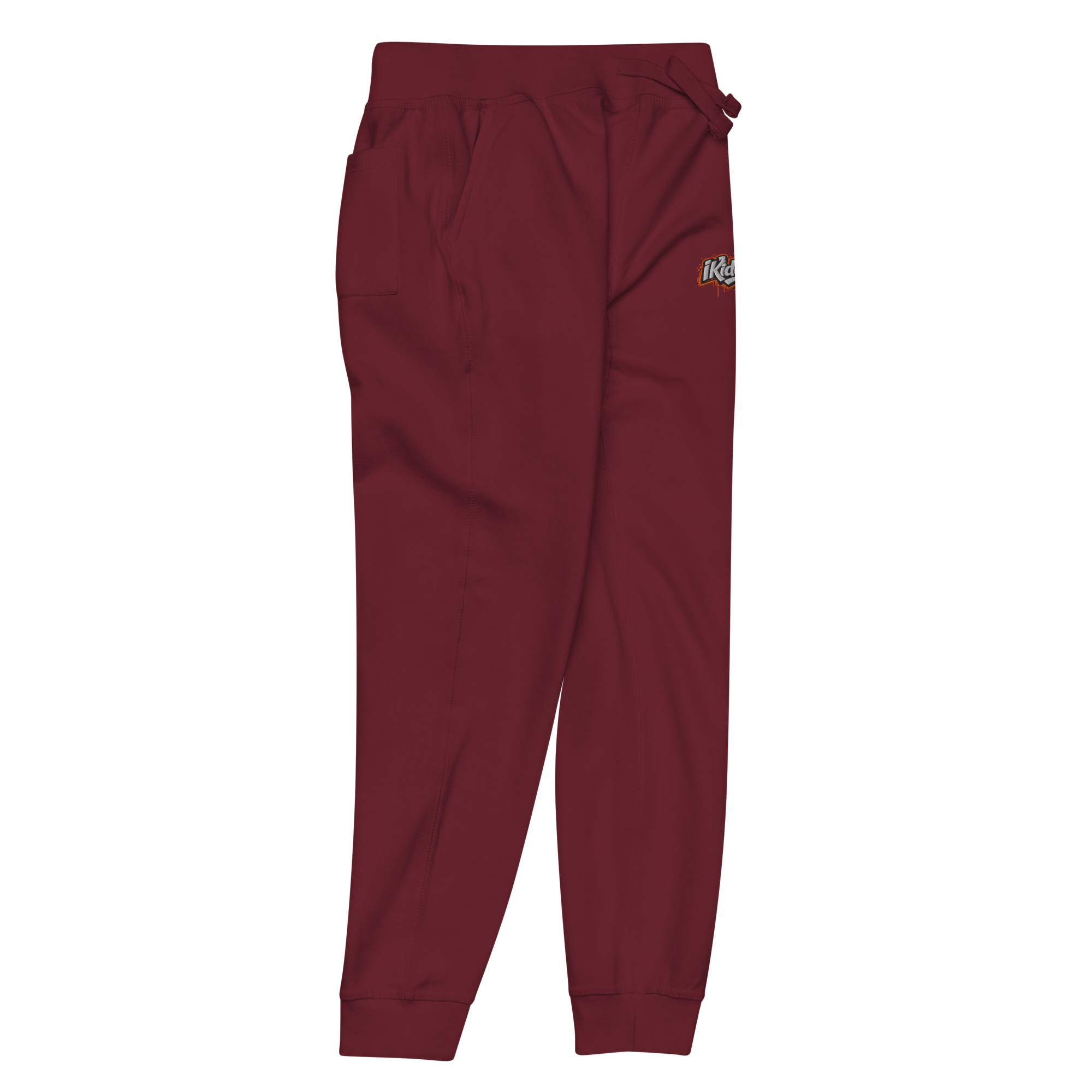 unisex-fleece-sweatpants-maroon-front-right-69cf19e176d65.png