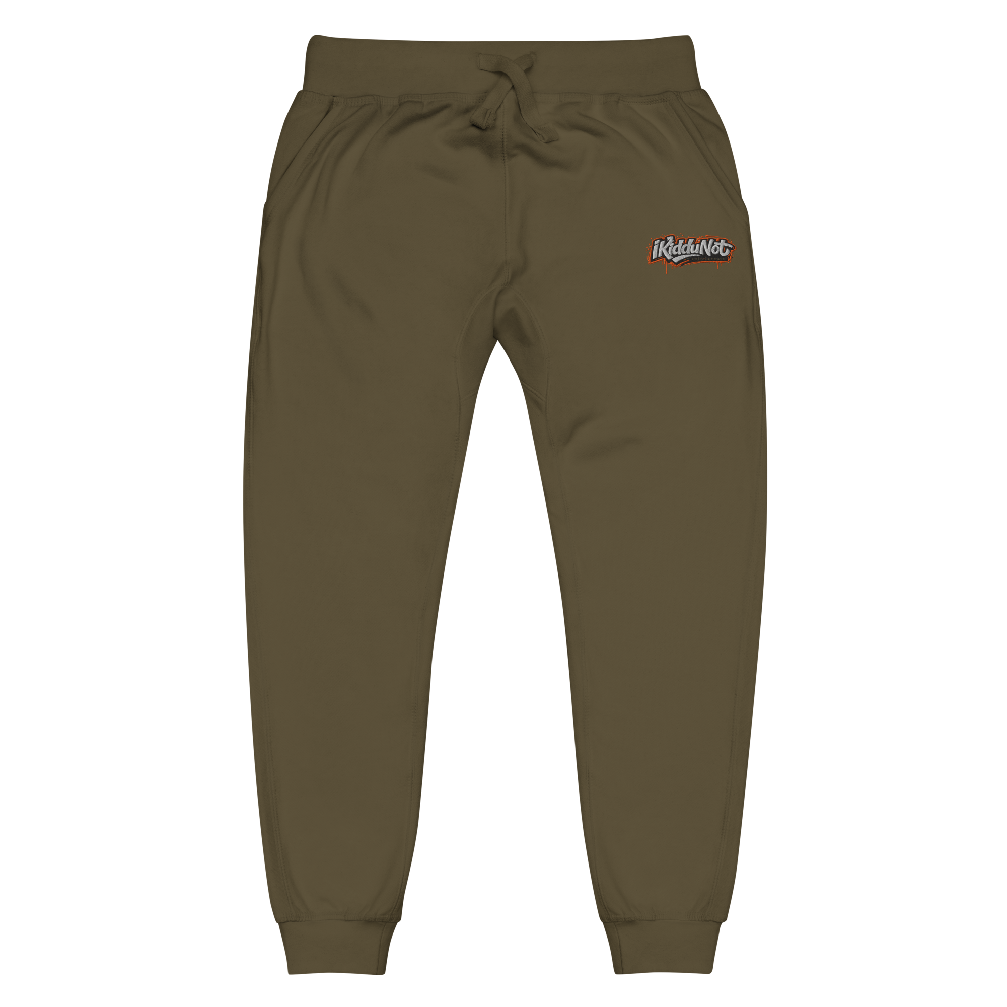 unisex-fleece-sweatpants-military-green-front-69cf19e177080.png