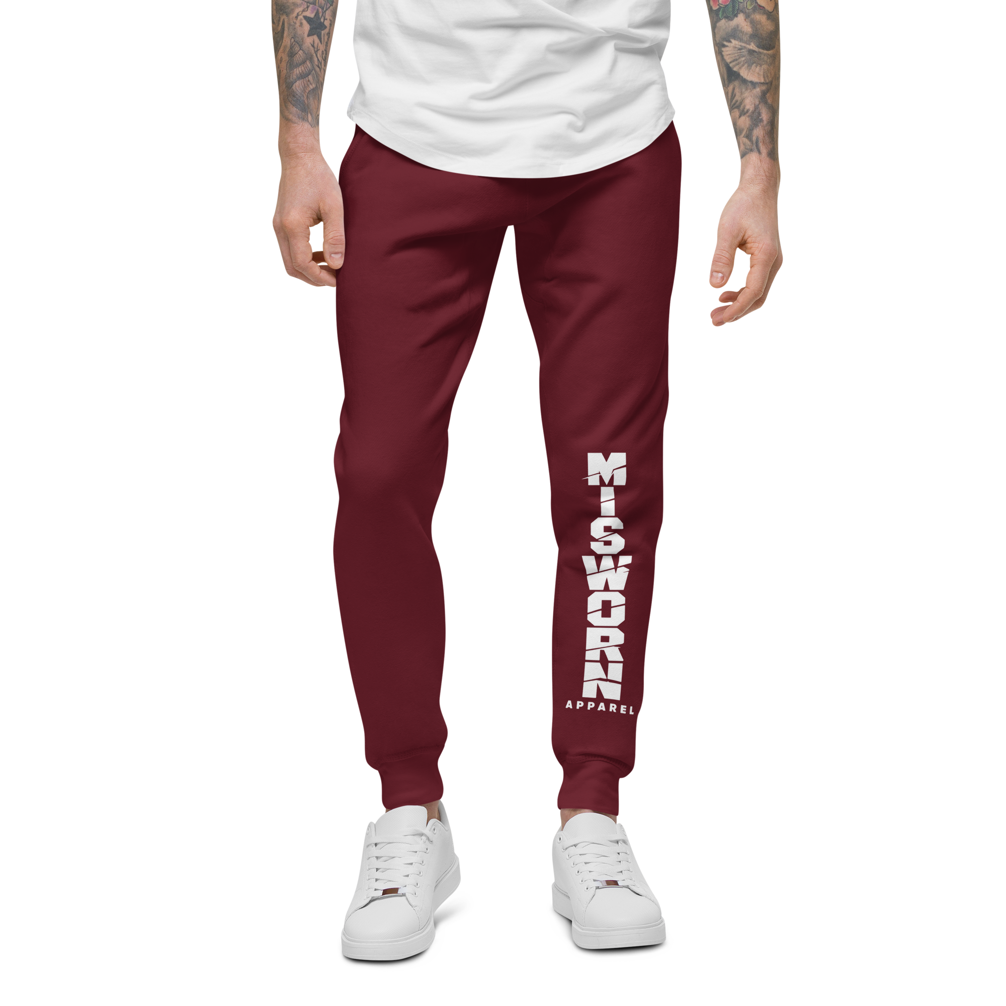 unisex-fleece-sweatpants-maroon-front-6ad9358a5b3fa.png