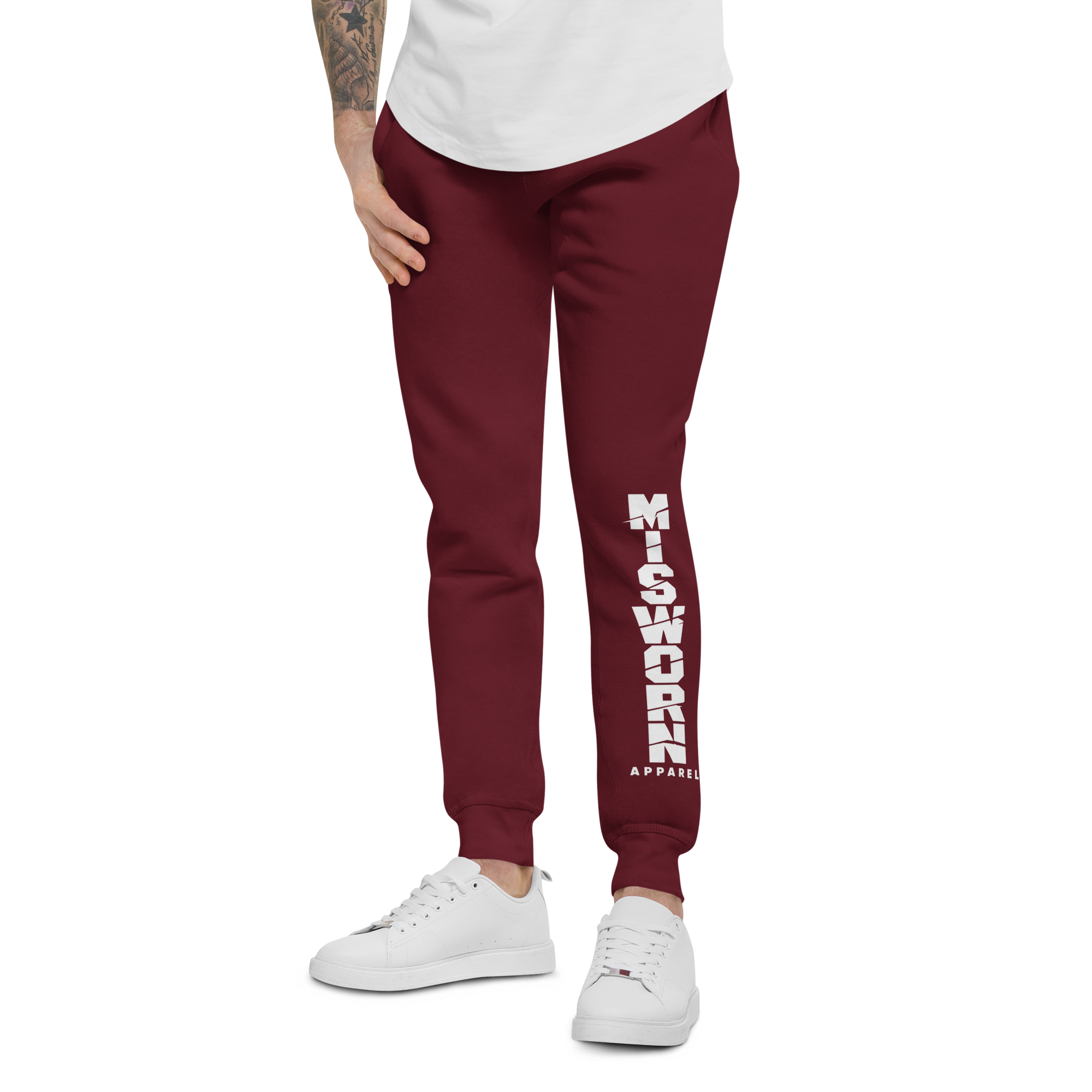unisex-fleece-sweatpants-maroon-left-front-6ad9358a5ddda.png