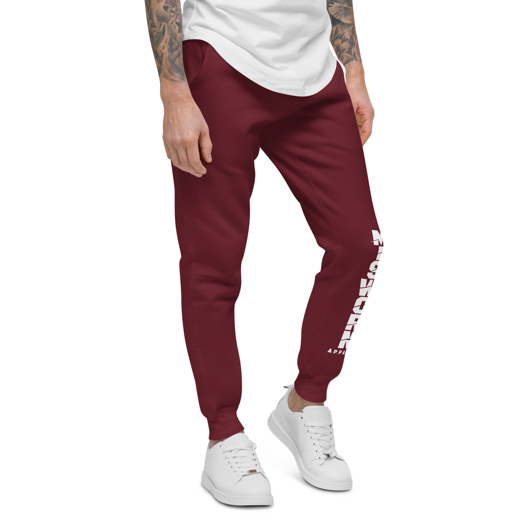 unisex-fleece-sweatpants-maroon-right-front-6ad9358a5f70e.png
