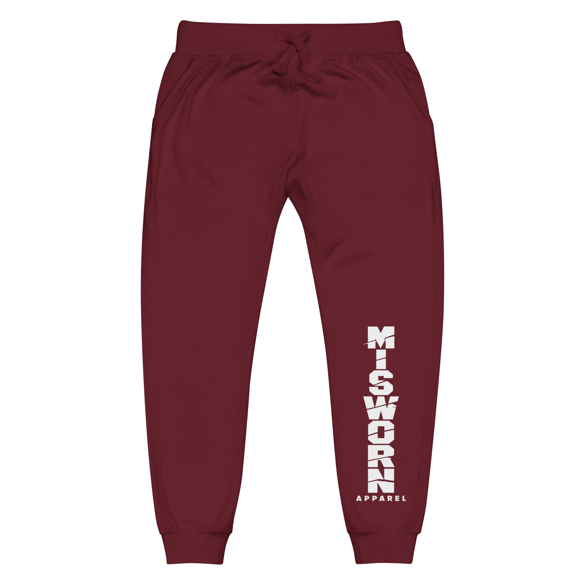 unisex-fleece-sweatpants-maroon-front-6ad9358a581ce.png