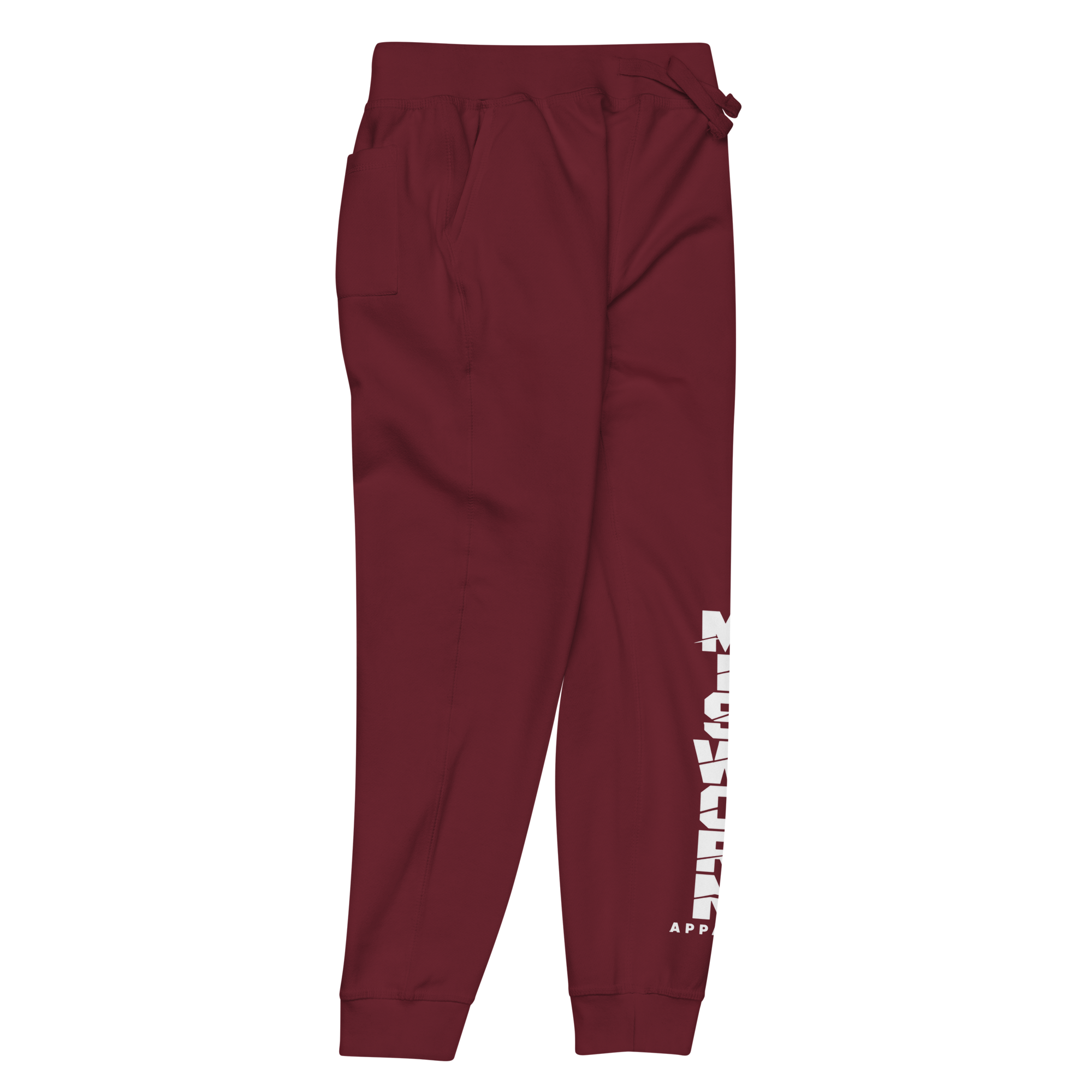 unisex-fleece-sweatpants-maroon-front-right-6ad9358a5a79e.png
