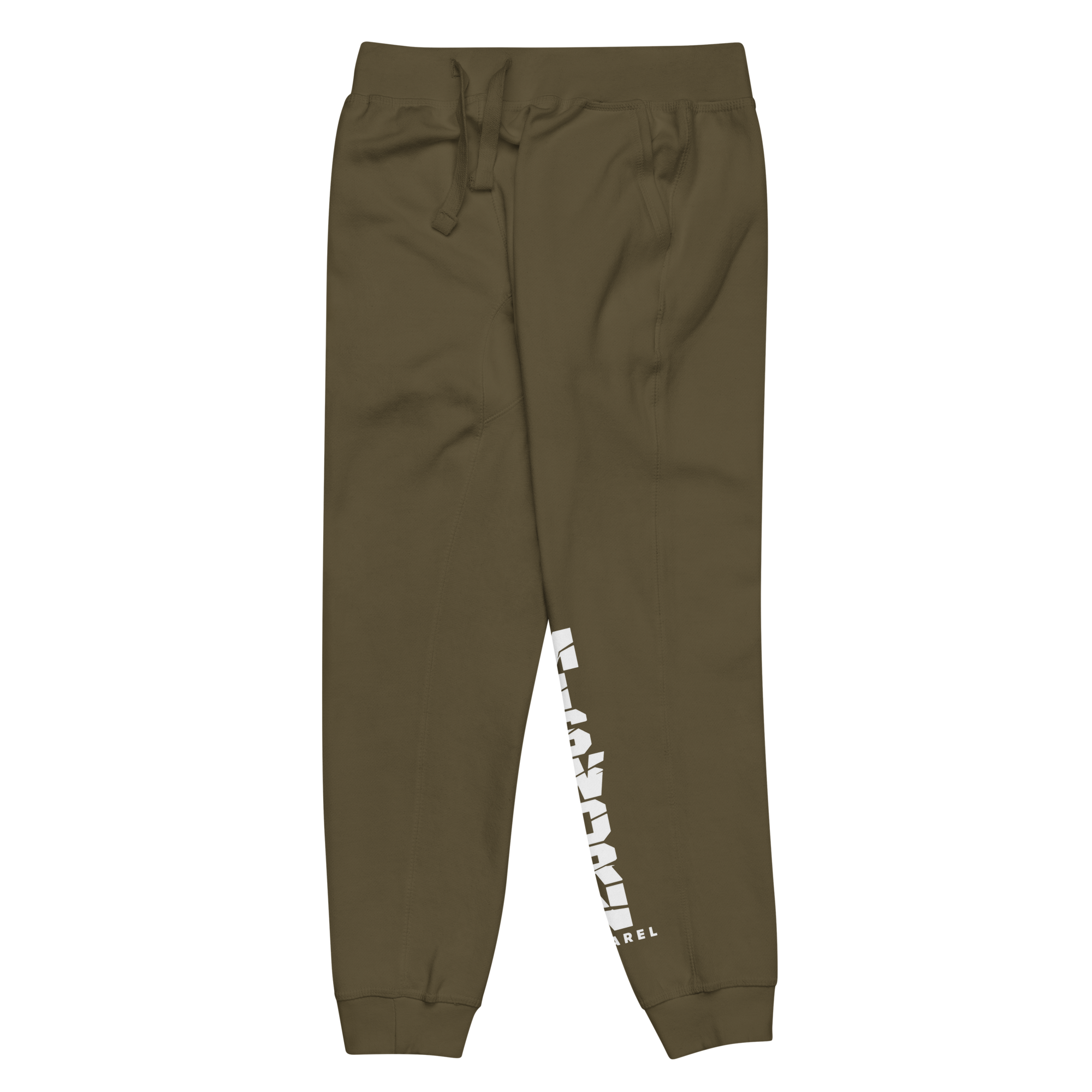 unisex-fleece-sweatpants-military-green-front-left-6ad9358a59aab.png