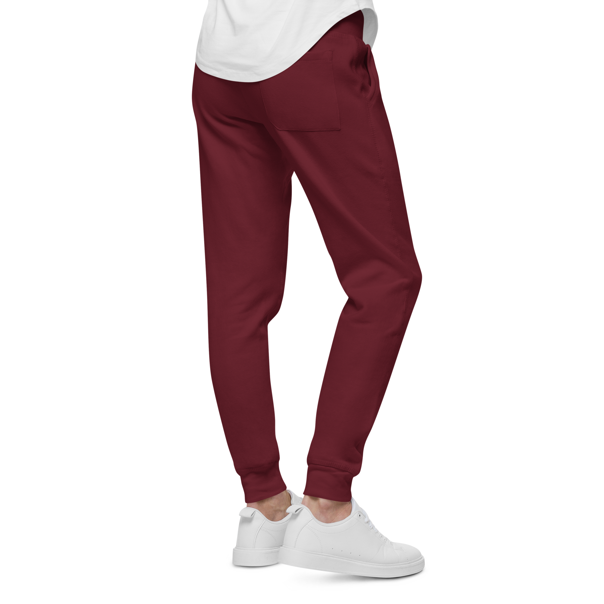 unisex-fleece-sweatpants-maroon-back-6adfbecbbb422.png