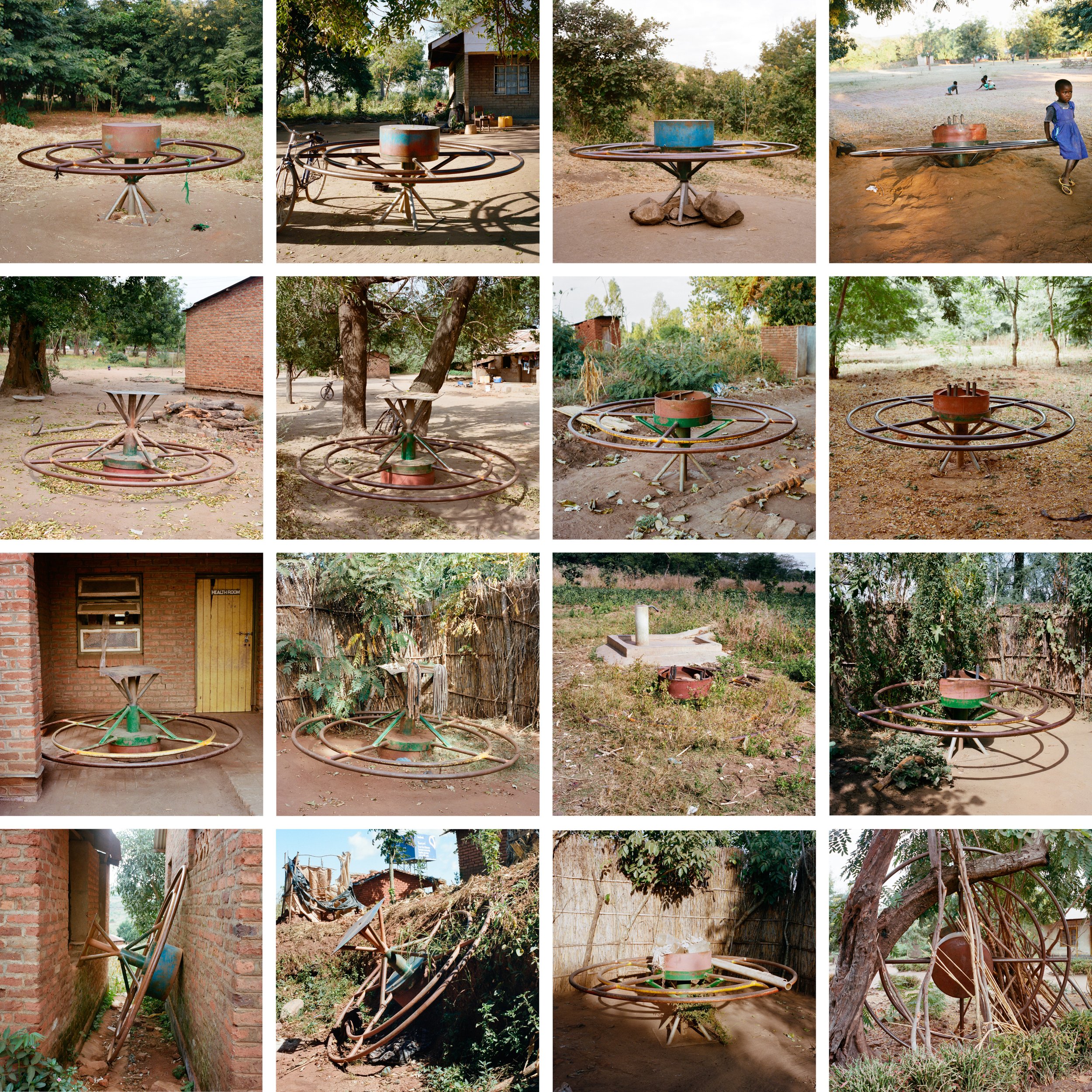  16 broken PlayPumps. Photographed at various locations in Chikhwawa, Thyolo, and Balaka Districts in Malawi from June 9-13, 2015. 