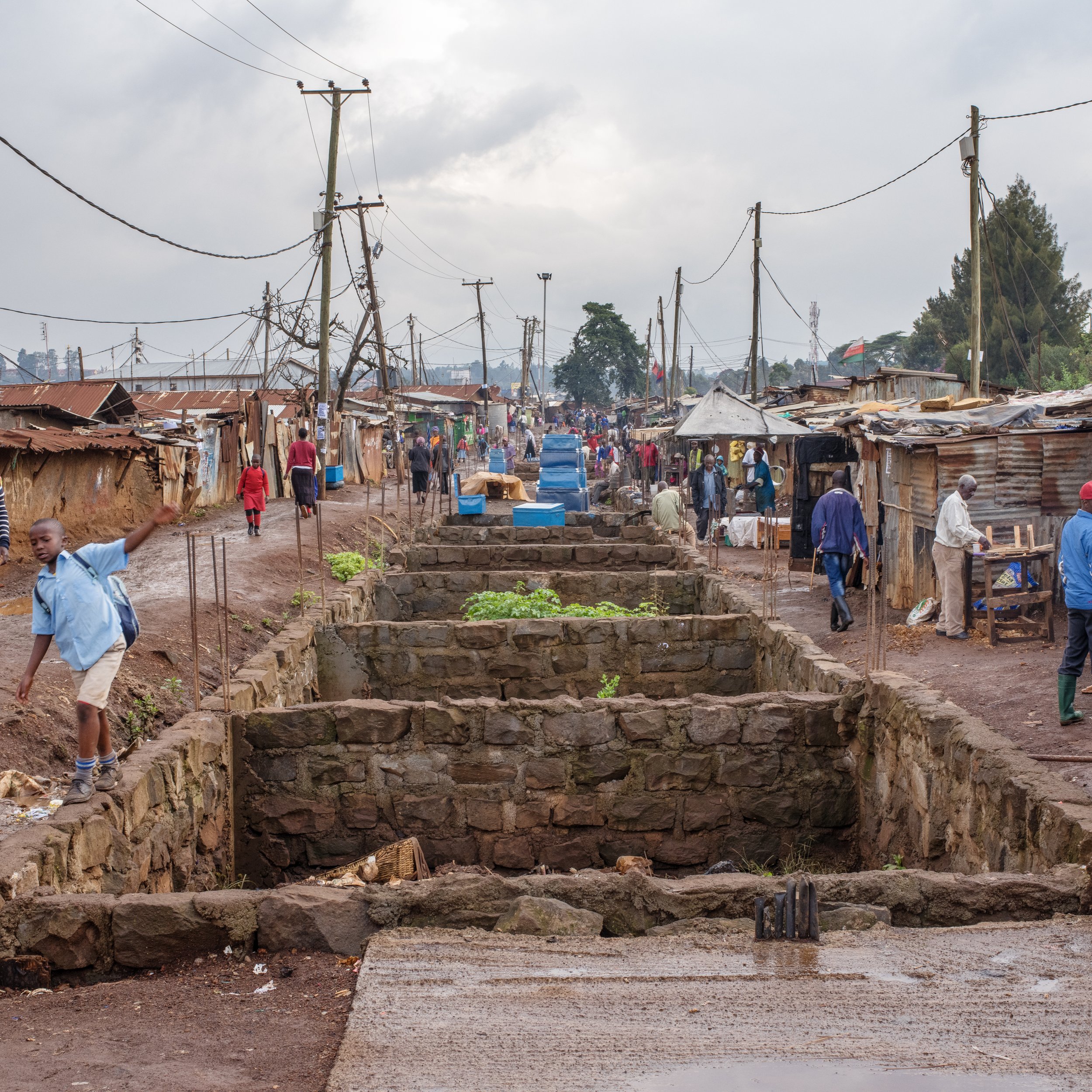  Unfinished section of Kenya Railway housing project. Kibera, Nairobi, Nairobi County, Kenya. Photographed May 7, 2018.  A project started by Kenya Railways in 2015 — with 7 billion Kenyan shillings ($70 million) from the&nbsp;World Bank&nbsp;— was m