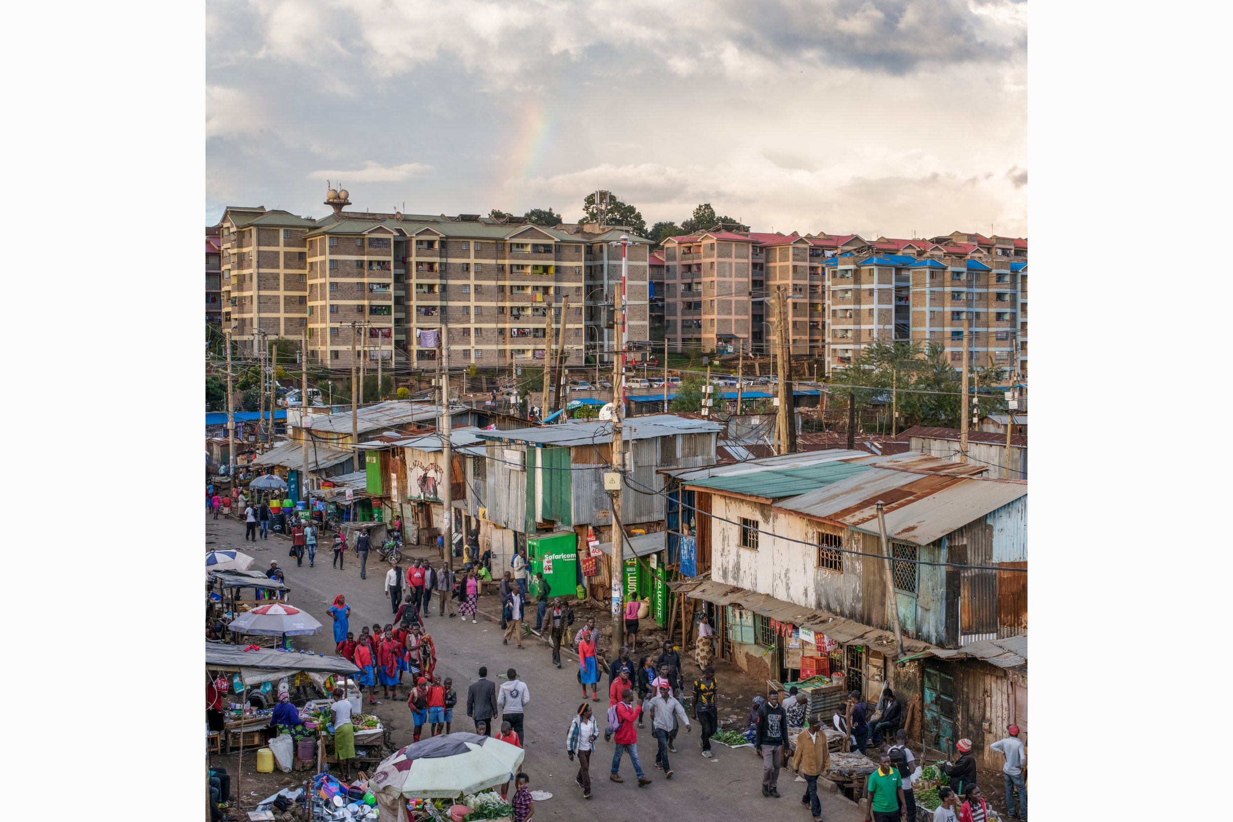  Housing for the Kenya Slum Upgrading Program overlooking Kibera. Kibera, Nairobi, Nairobi County, Kenya. Photographed May 10, 2018. 