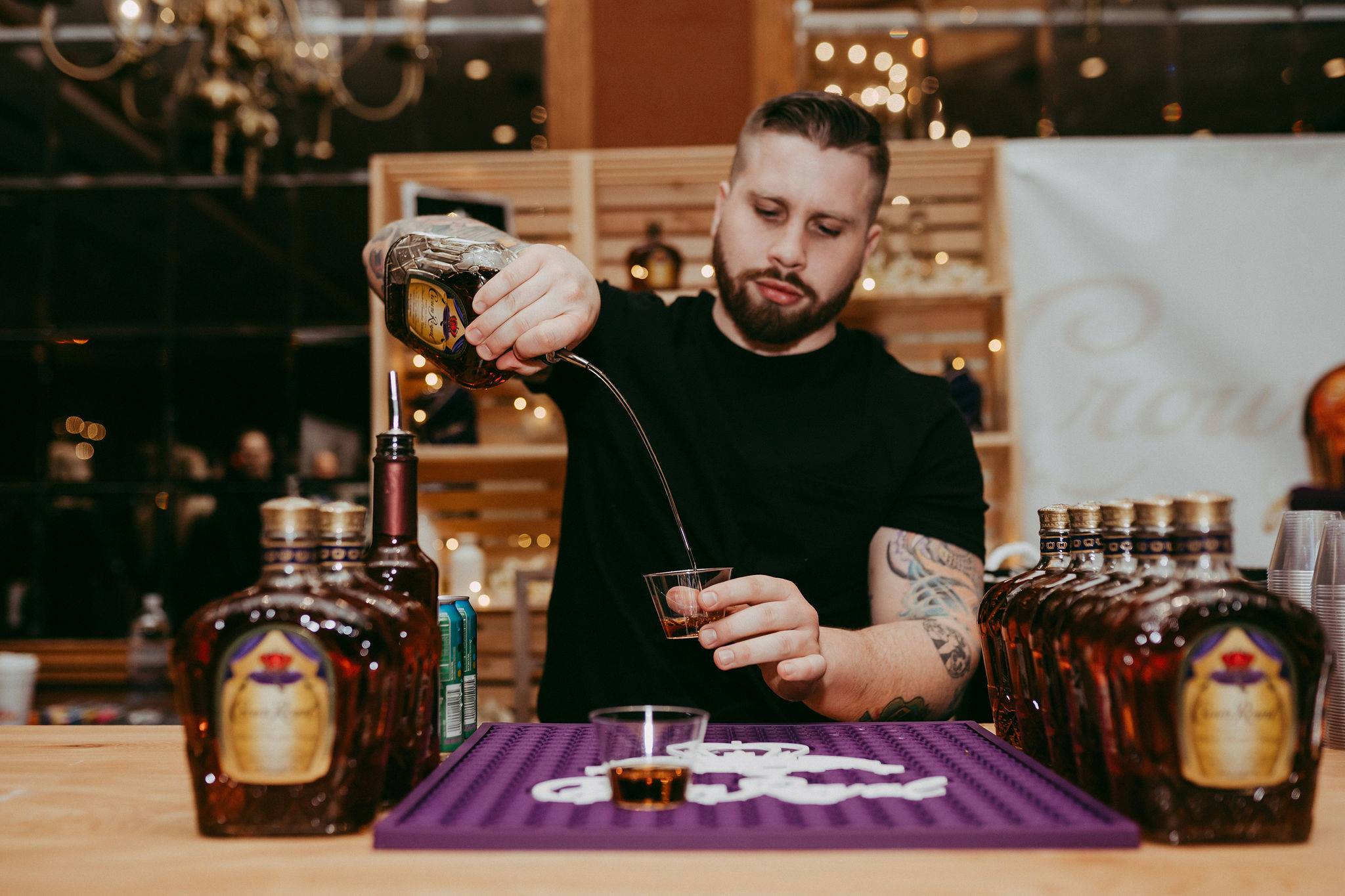 Bartender Pouring Crown Royal at Whiskey Riot