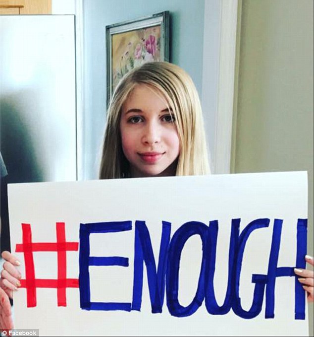 Sandy Hook survivor Lauren Milgram, 12, joined the 800,000 people who were part of March For Our Lives in Washington DC on Saturday
