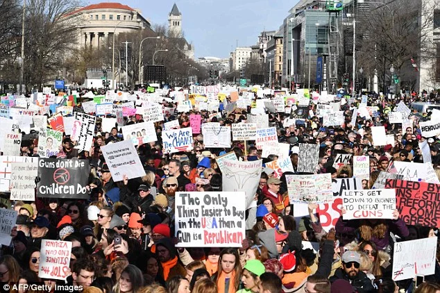Hundreds of thousands of people filled Pennsylvania Avenue in Washington DC on Saturday for the March For Our Lives against gun violence 