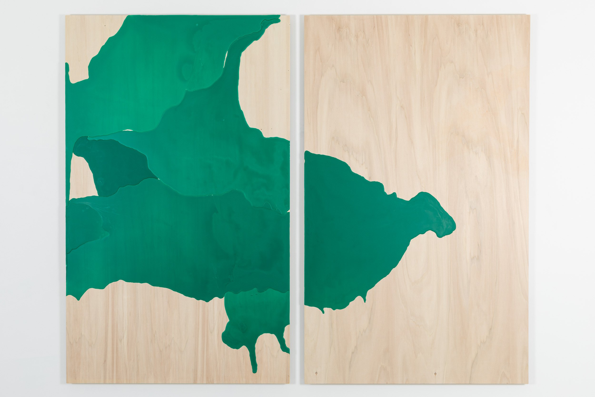  CC - CR # 1 (greens) Beeswax, pigments and gum resin on poplar panel. Overall 200 x 252 cm  