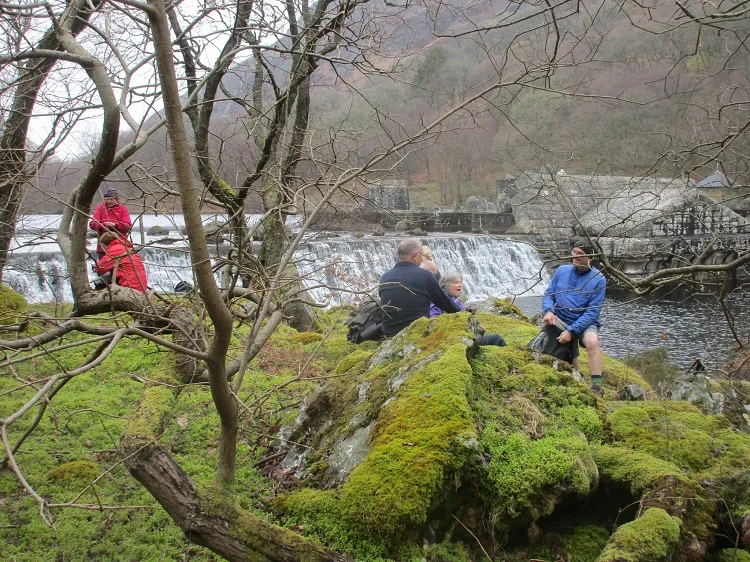 Enjoying "first lunch" at Dolymynach.