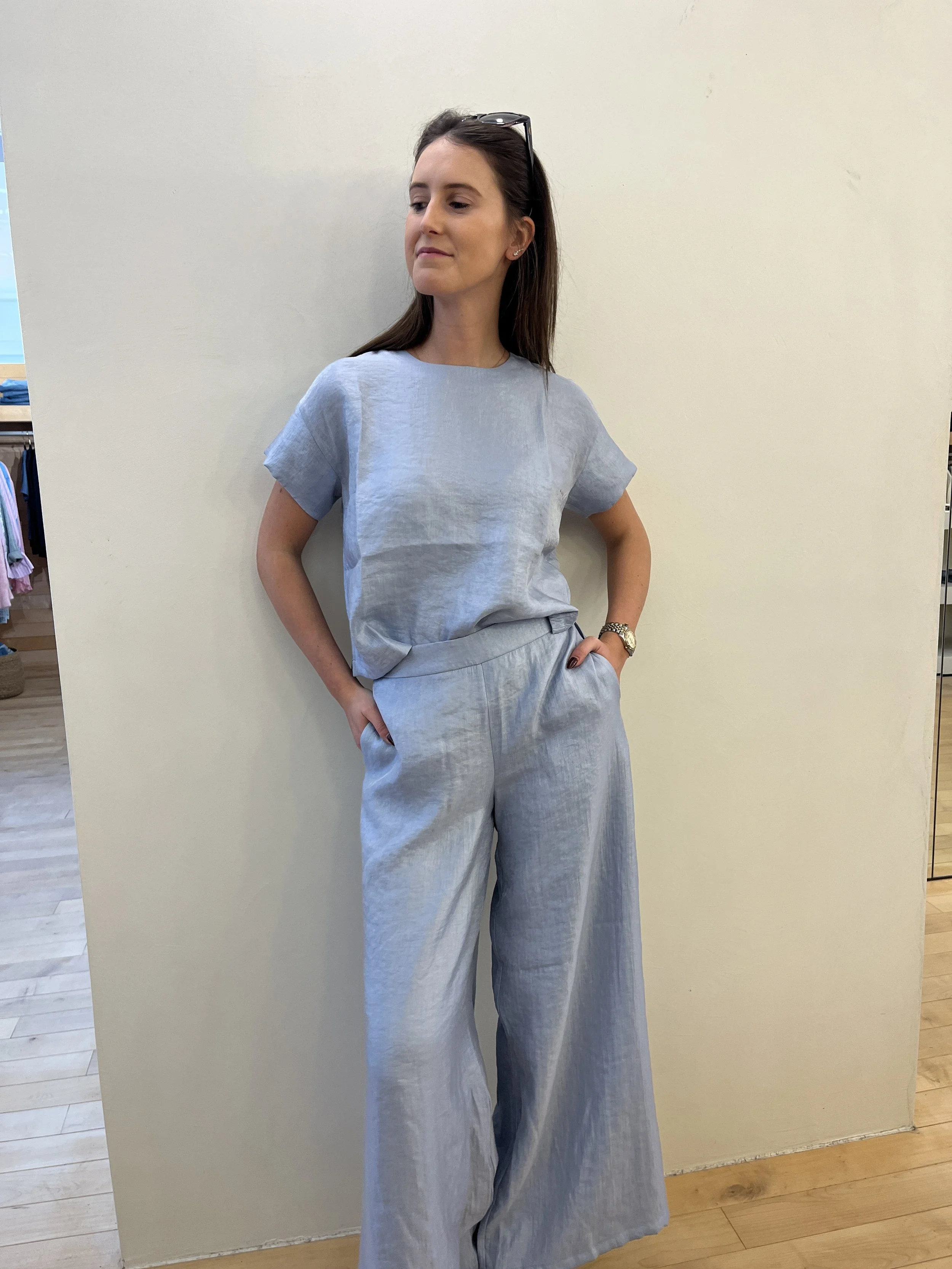 Due Amanti Gekleed Bovenstuk met Bijpassende Broek – Lichtblauw