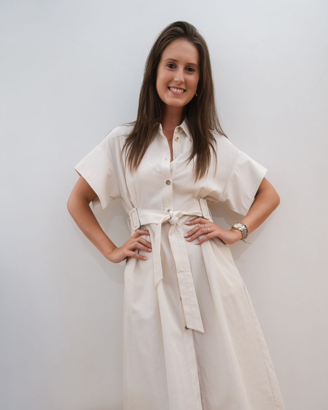 Pinko Off-White Jurk met Riem