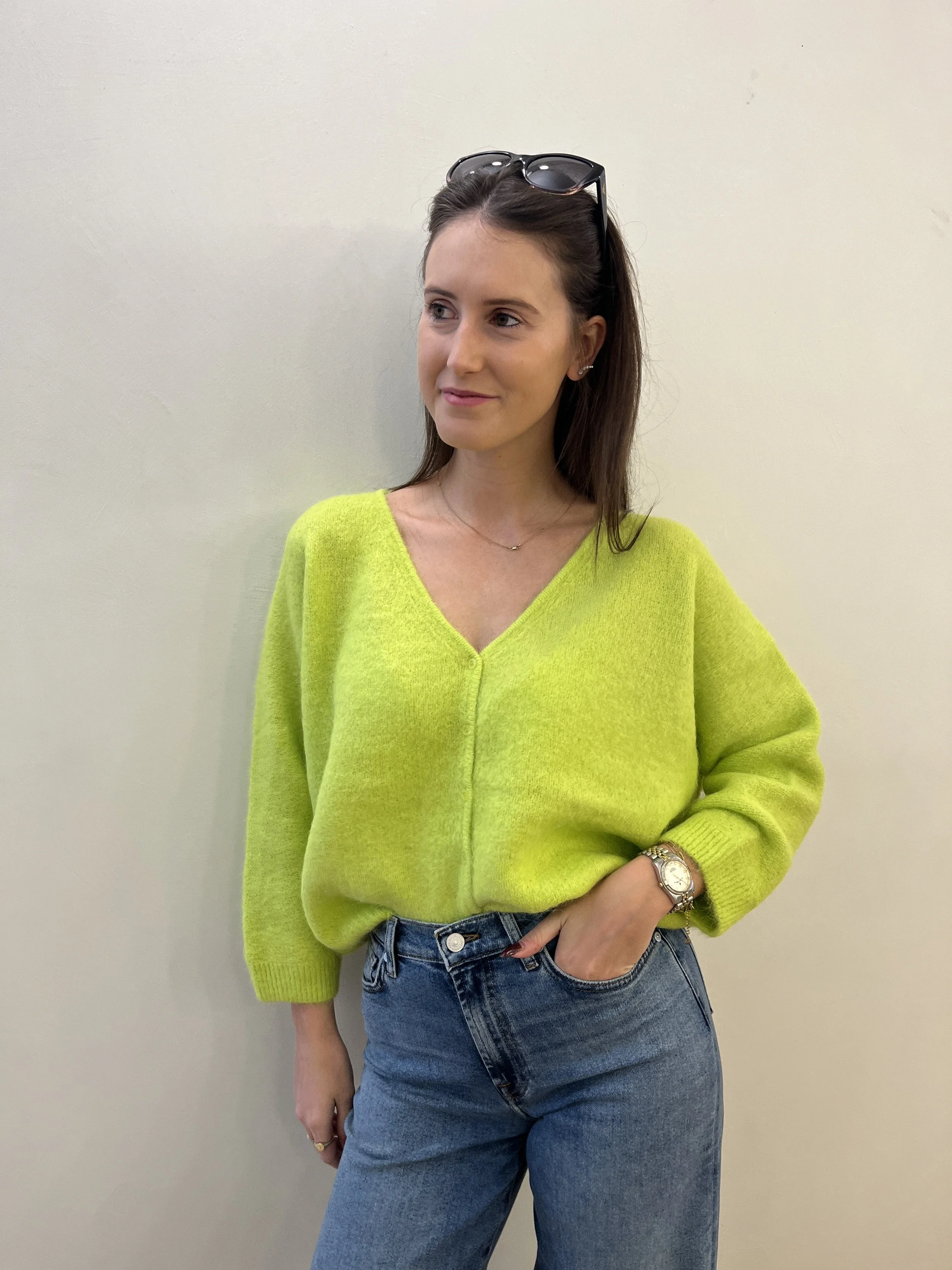 Beaumont V-Hals Trui – Lime Green
