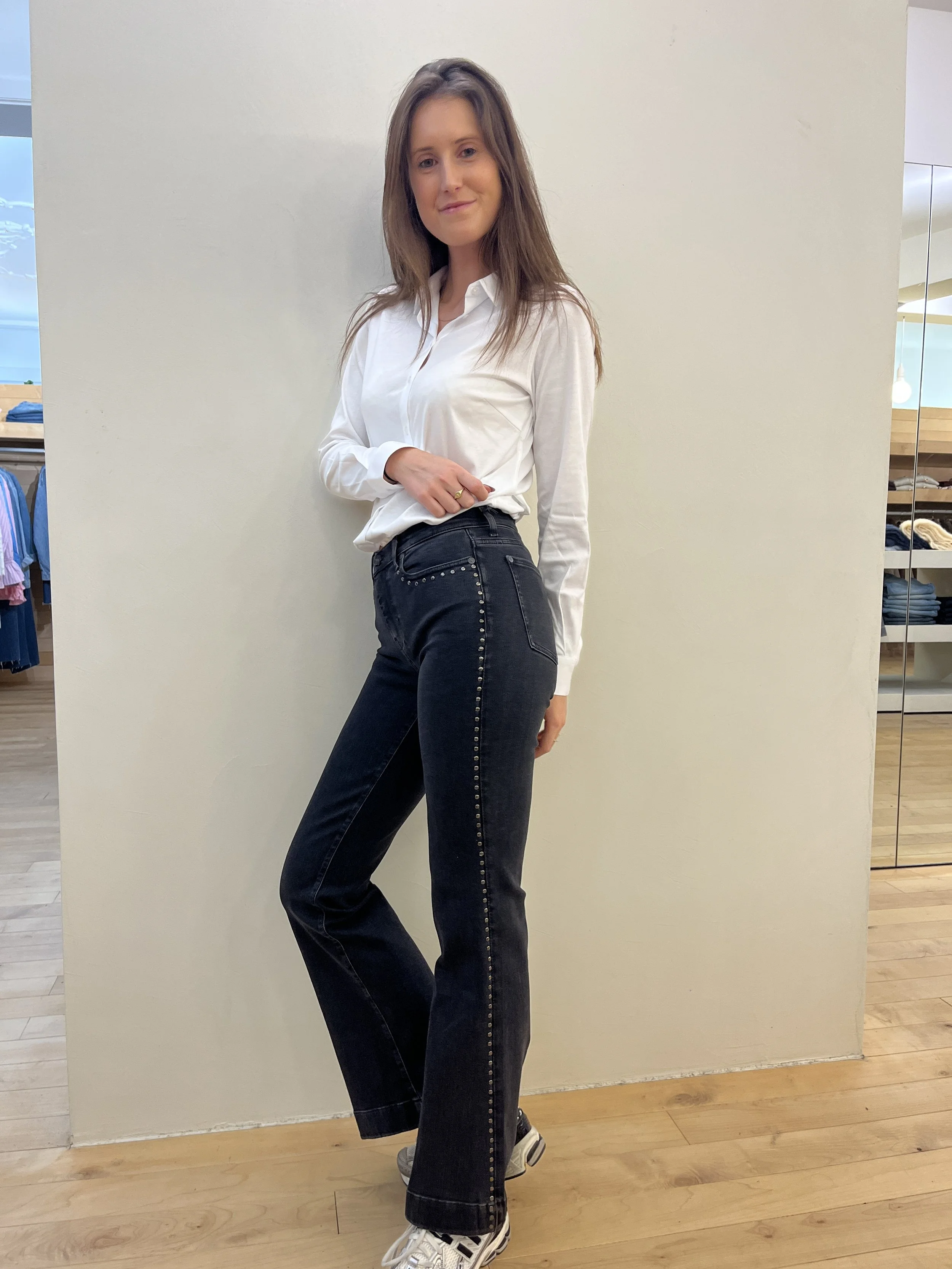 7 For All Mankind – Dojo Studs & Flair Pijp – Dark Grey Jeans