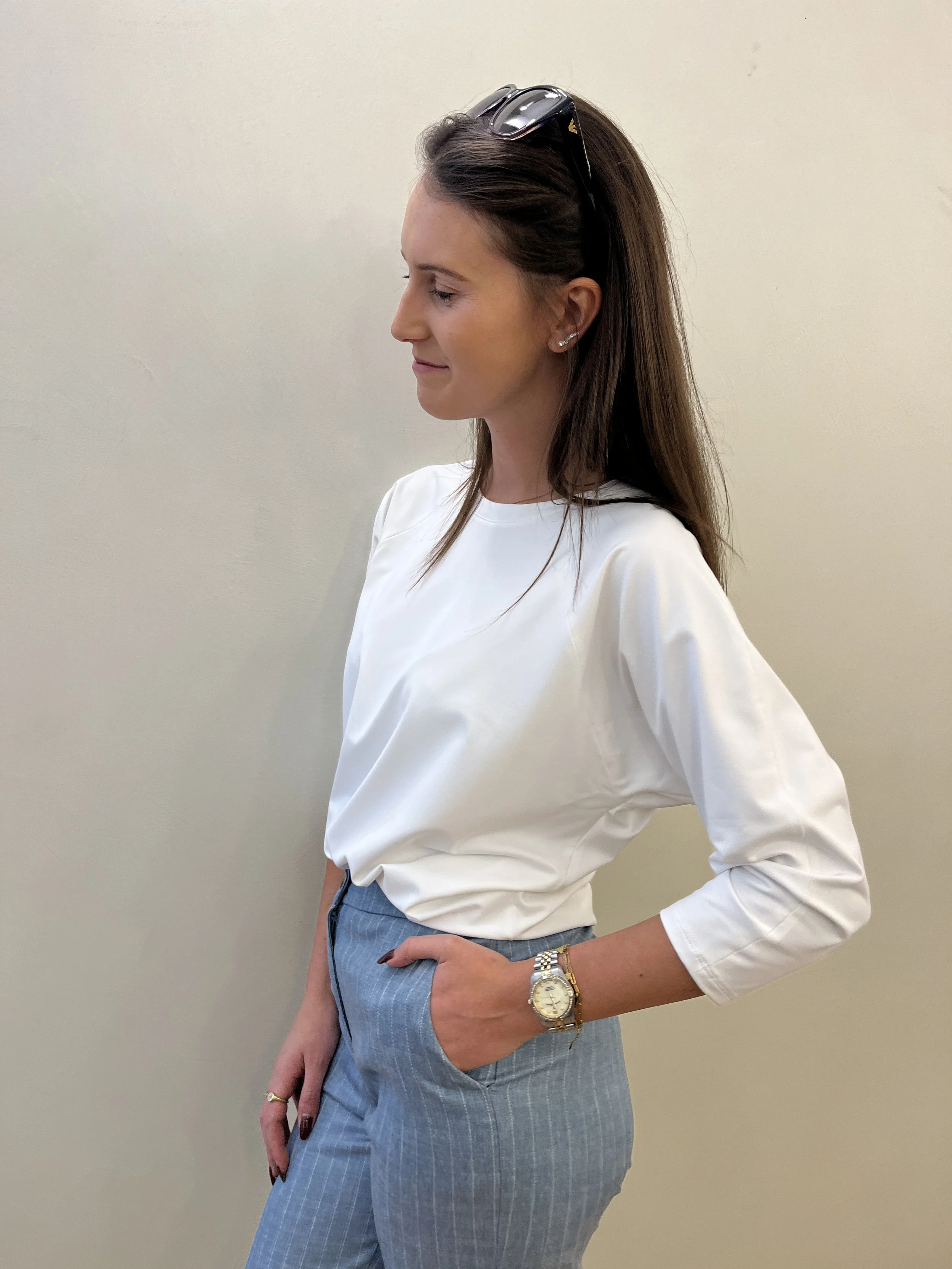 Raffaello Rossi T-shirt met 3/4 Mouw – Traveller Stof