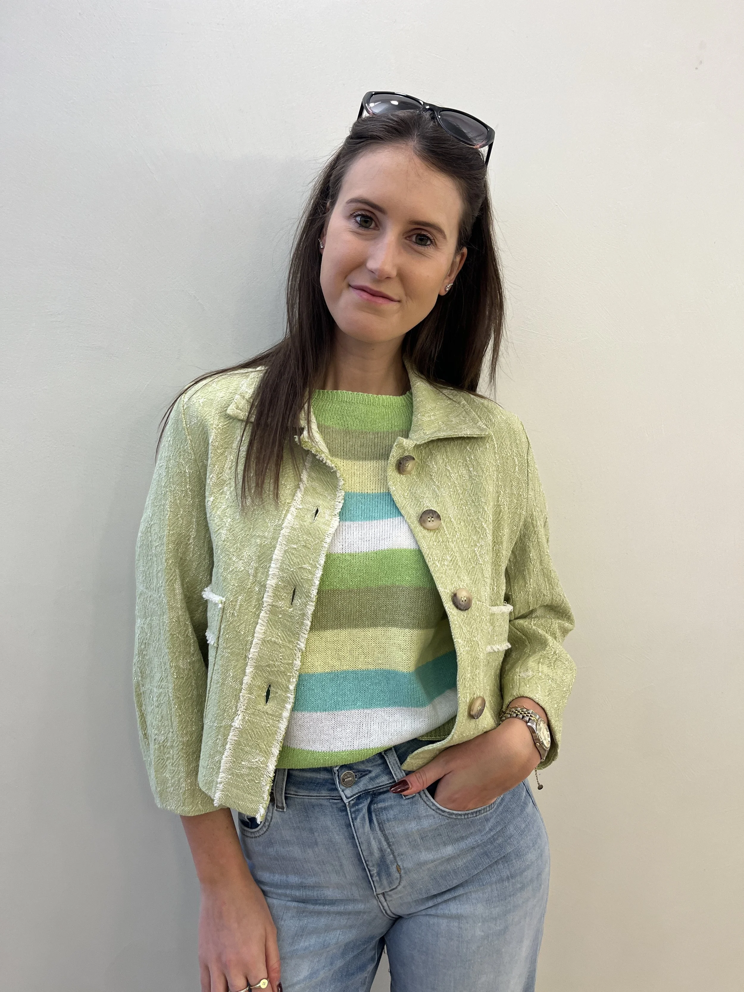 Signature Vestje in Groen – Bouclé Stof