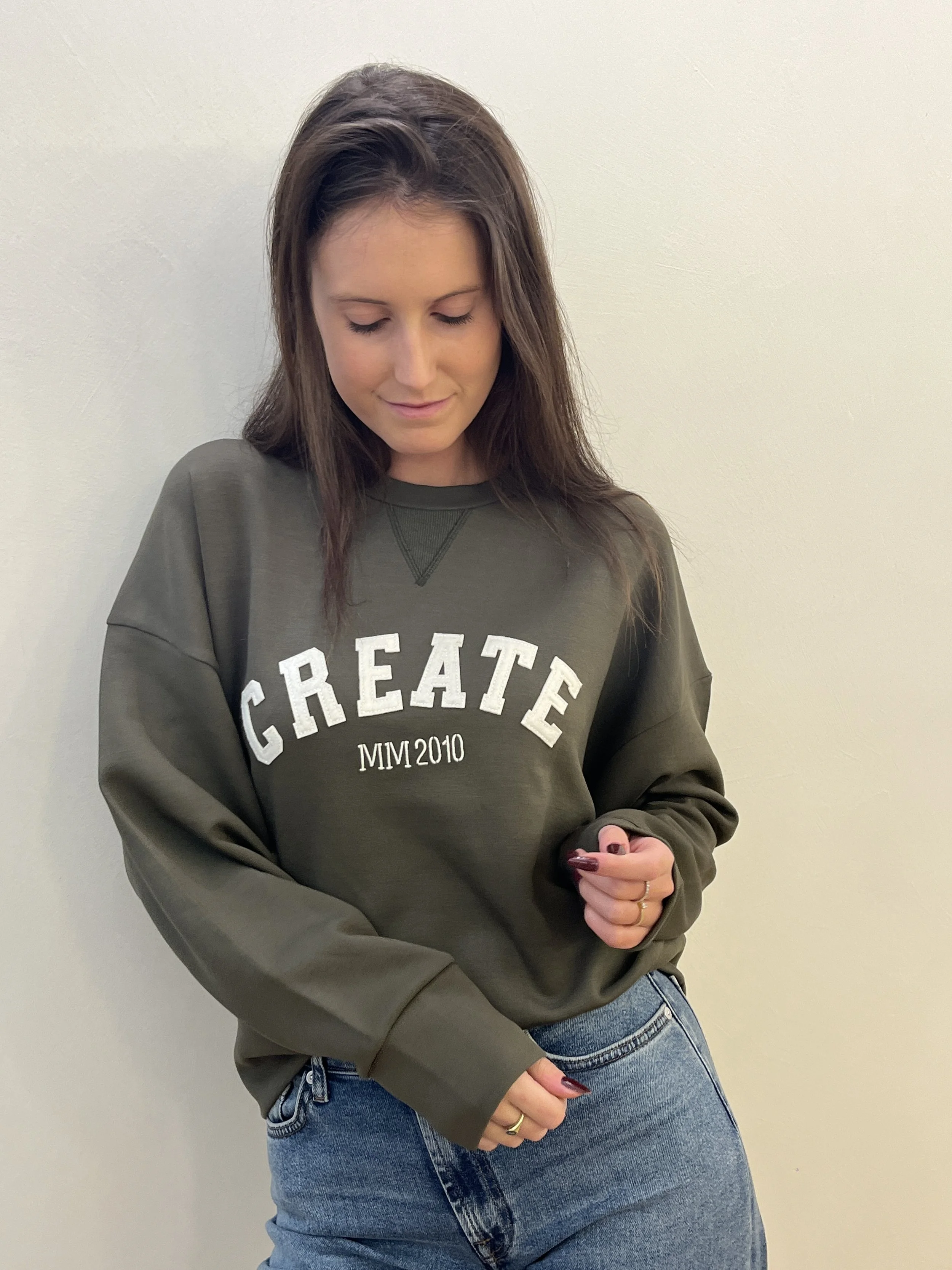 Mos Mosh sweater in dark olive green