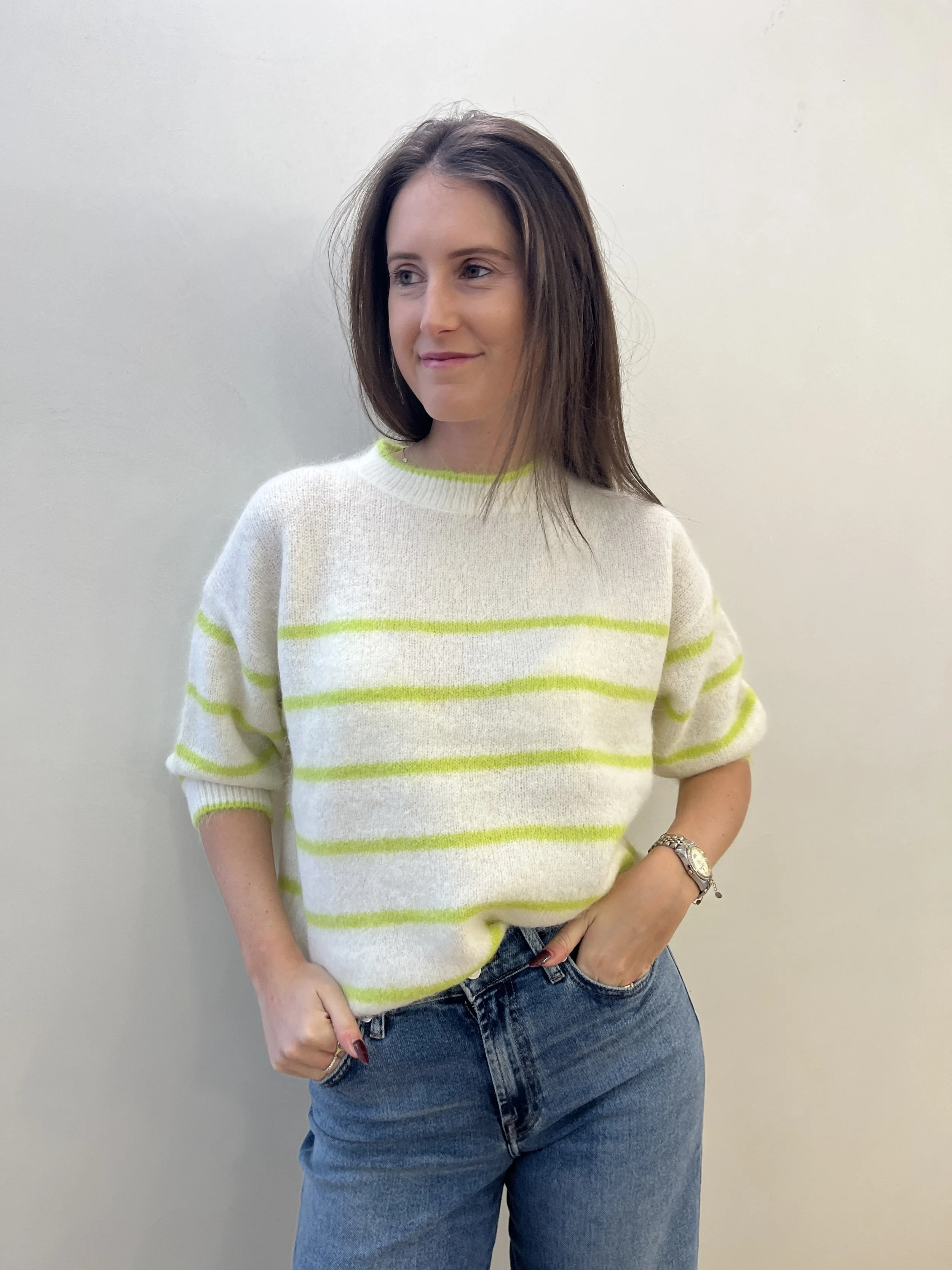 Beaumont Penelope Pullover – Lime Gestreept