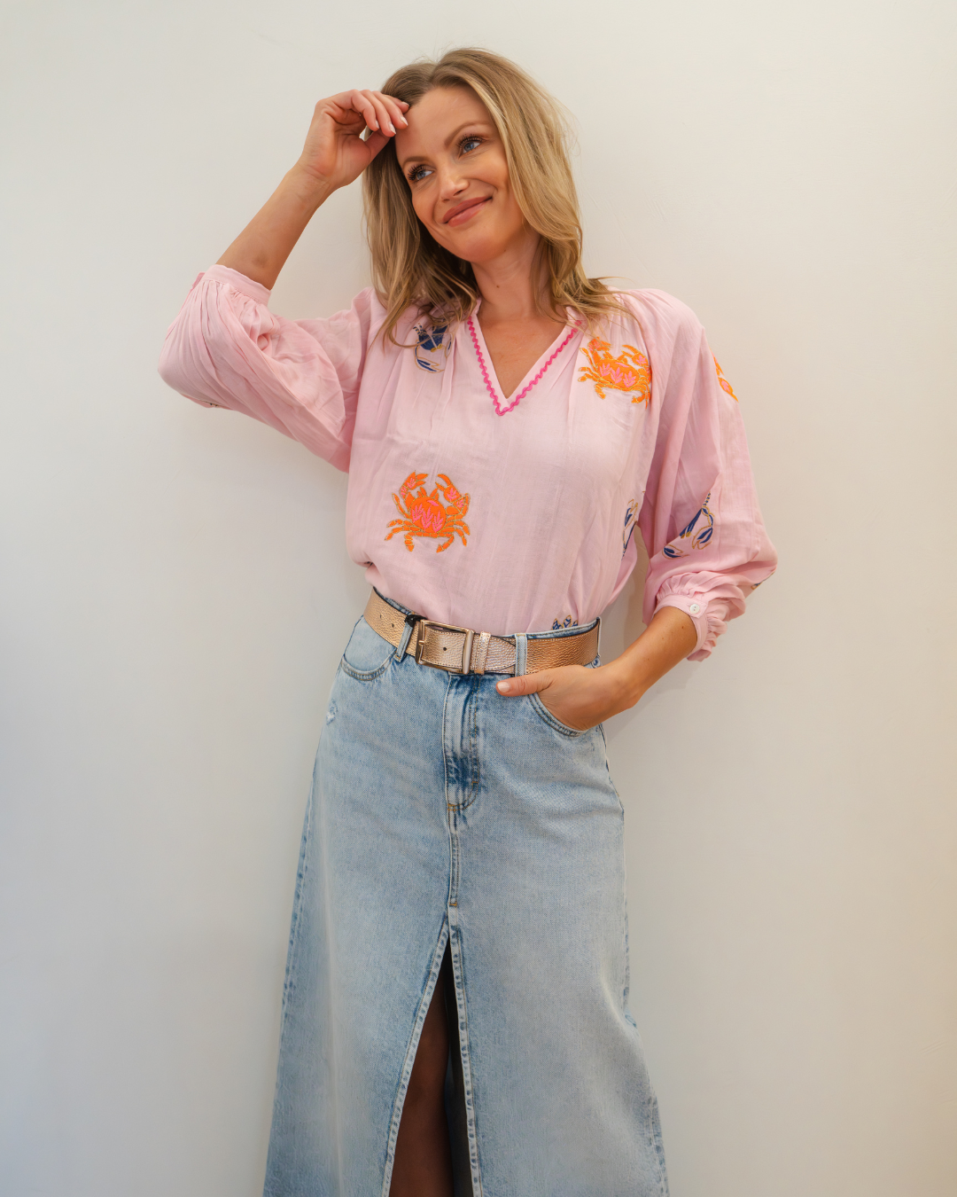 Place du Soleil Blouse met Gekleurde Krabbetjes