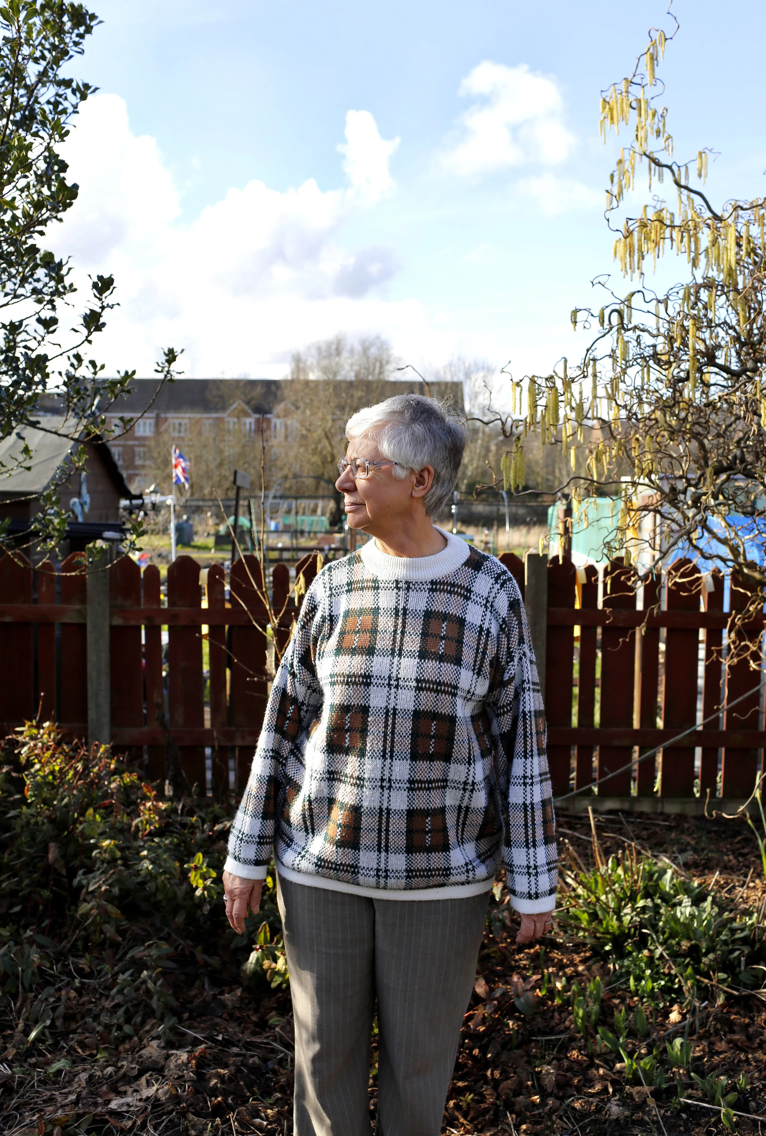 Hazel Griffiths in her garden in Austin Village. Photographed March 2018 by Stephen Burke.