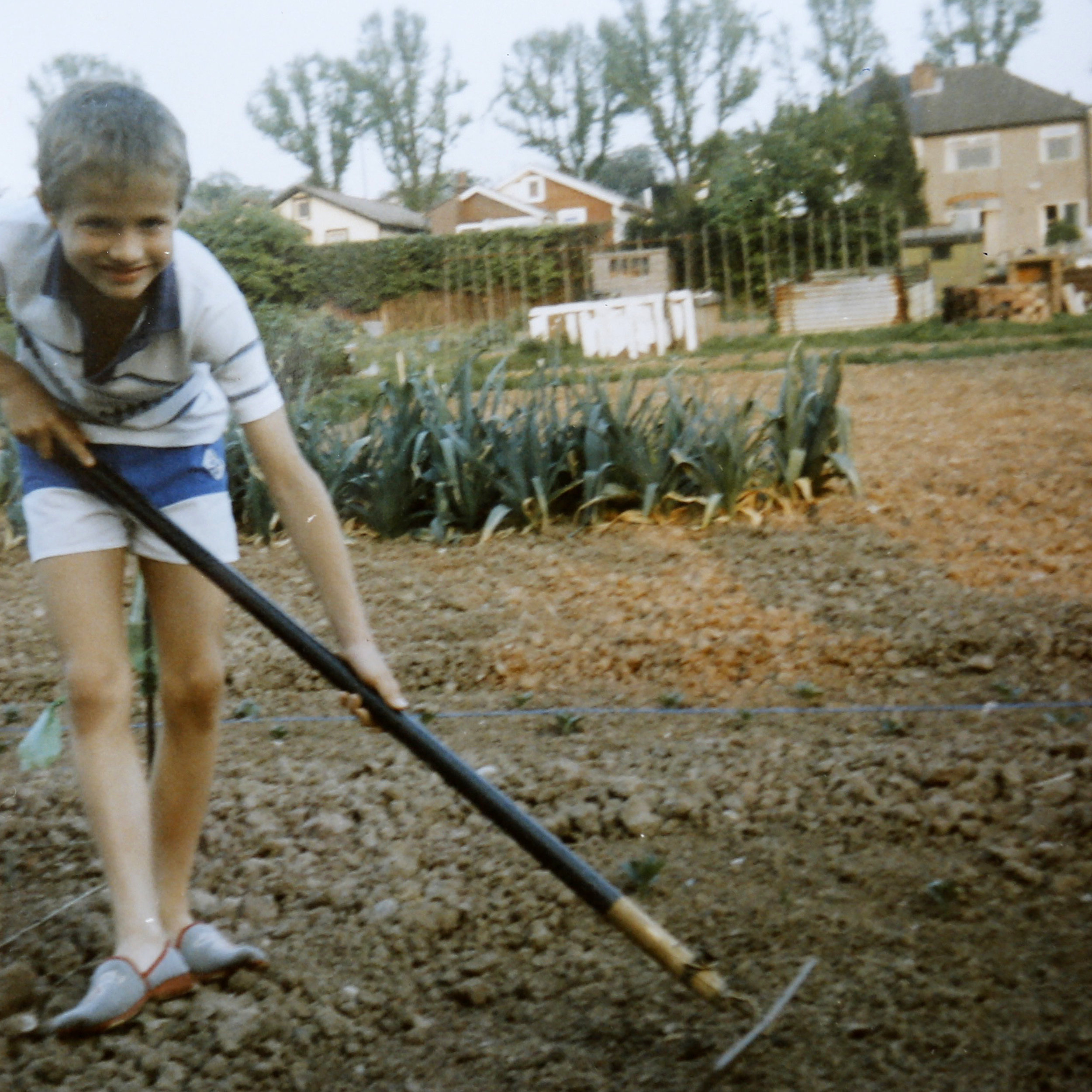 Hazel's son Ian on the allotment