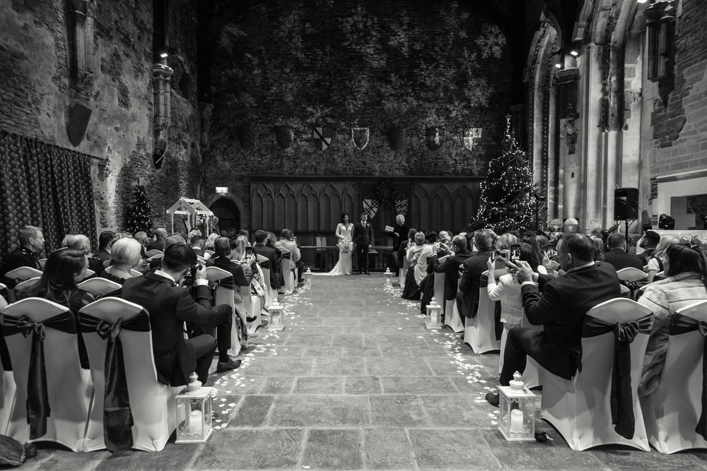 The wedding party at the Great Hall, Caerphilly Castle 