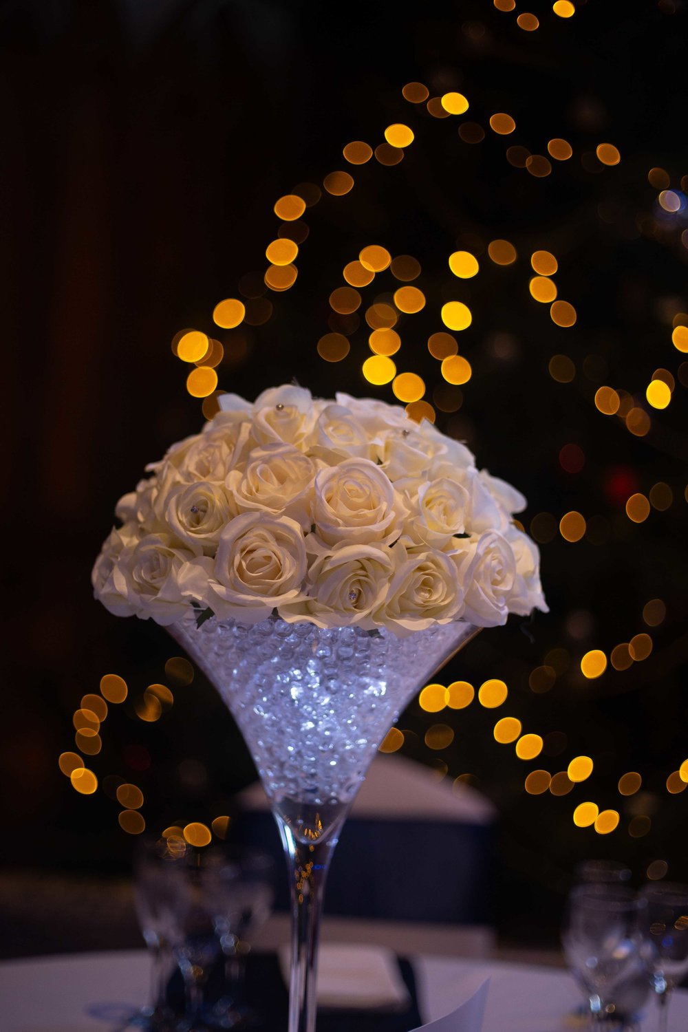 Close up image of table decoration at a South Wales Wedding 