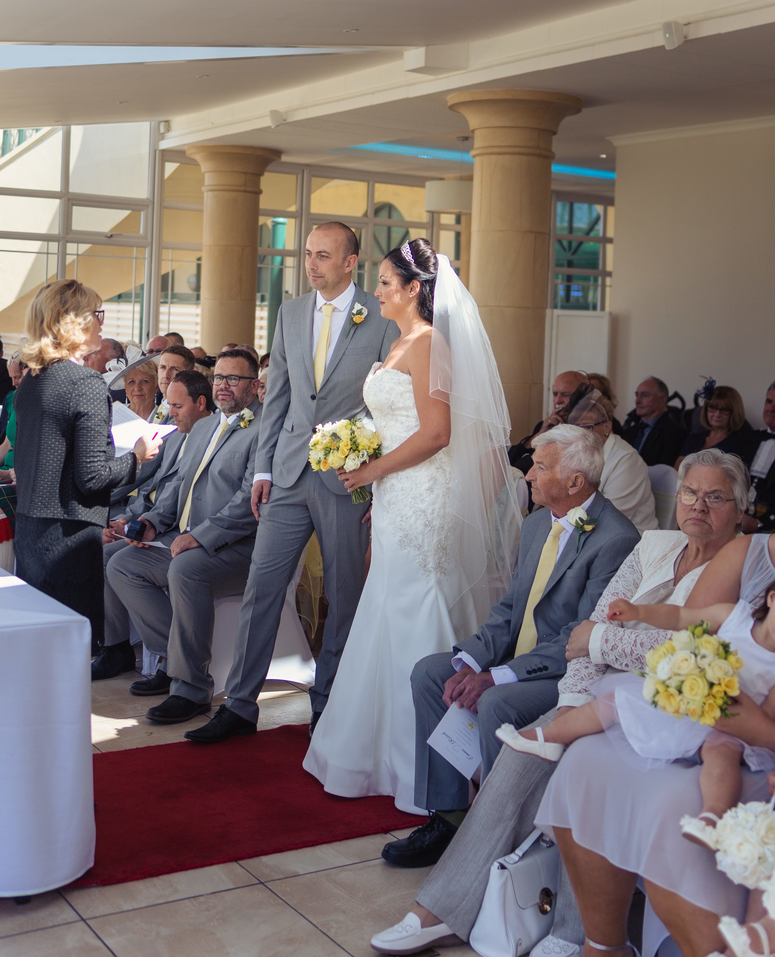 Bride and groom see each other for the first time, Vale Resort, South Wales Wedding