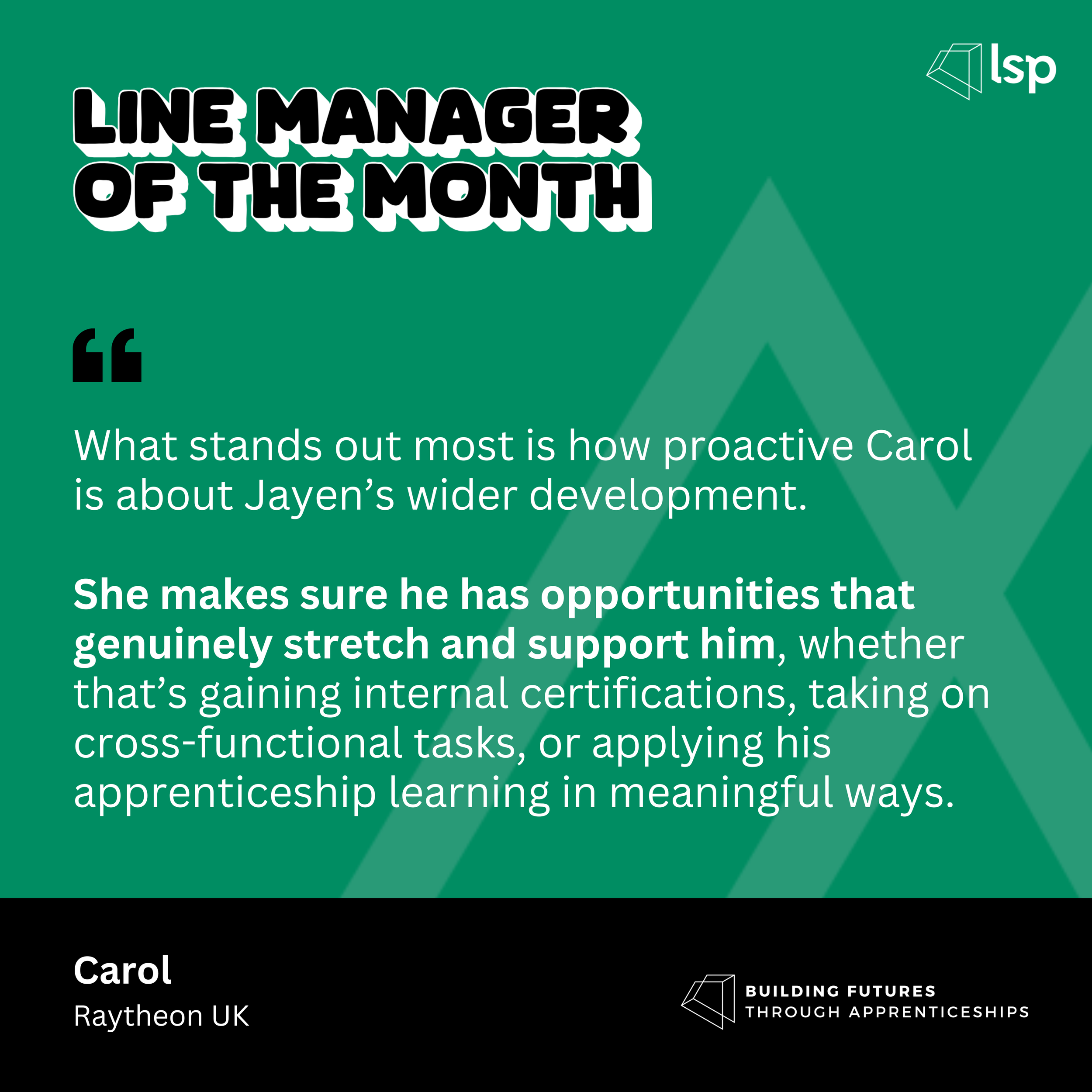 Line Manager of the Month - Carol