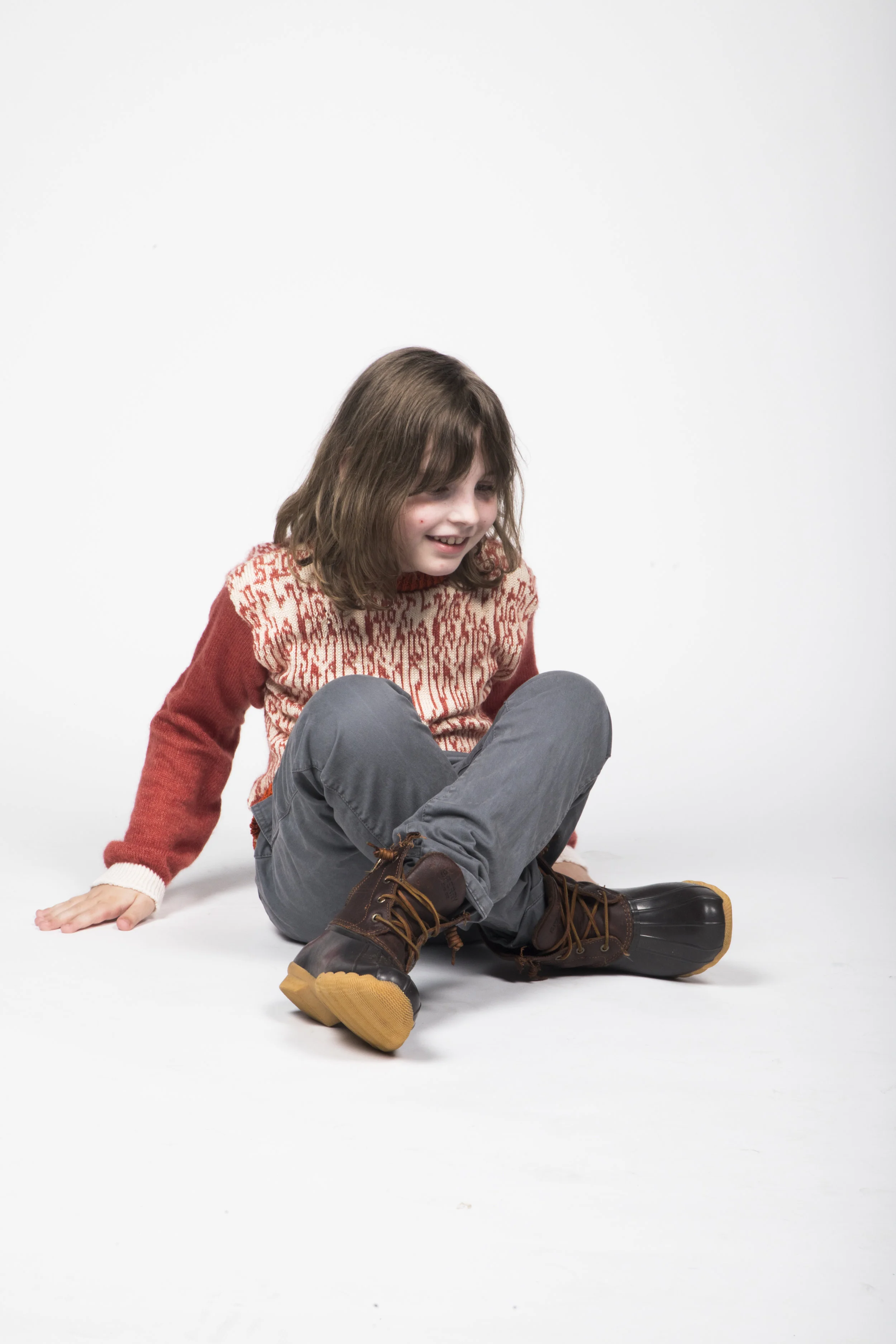  Children’s sweater.  Machine knit using cotton and mohair yarn 
