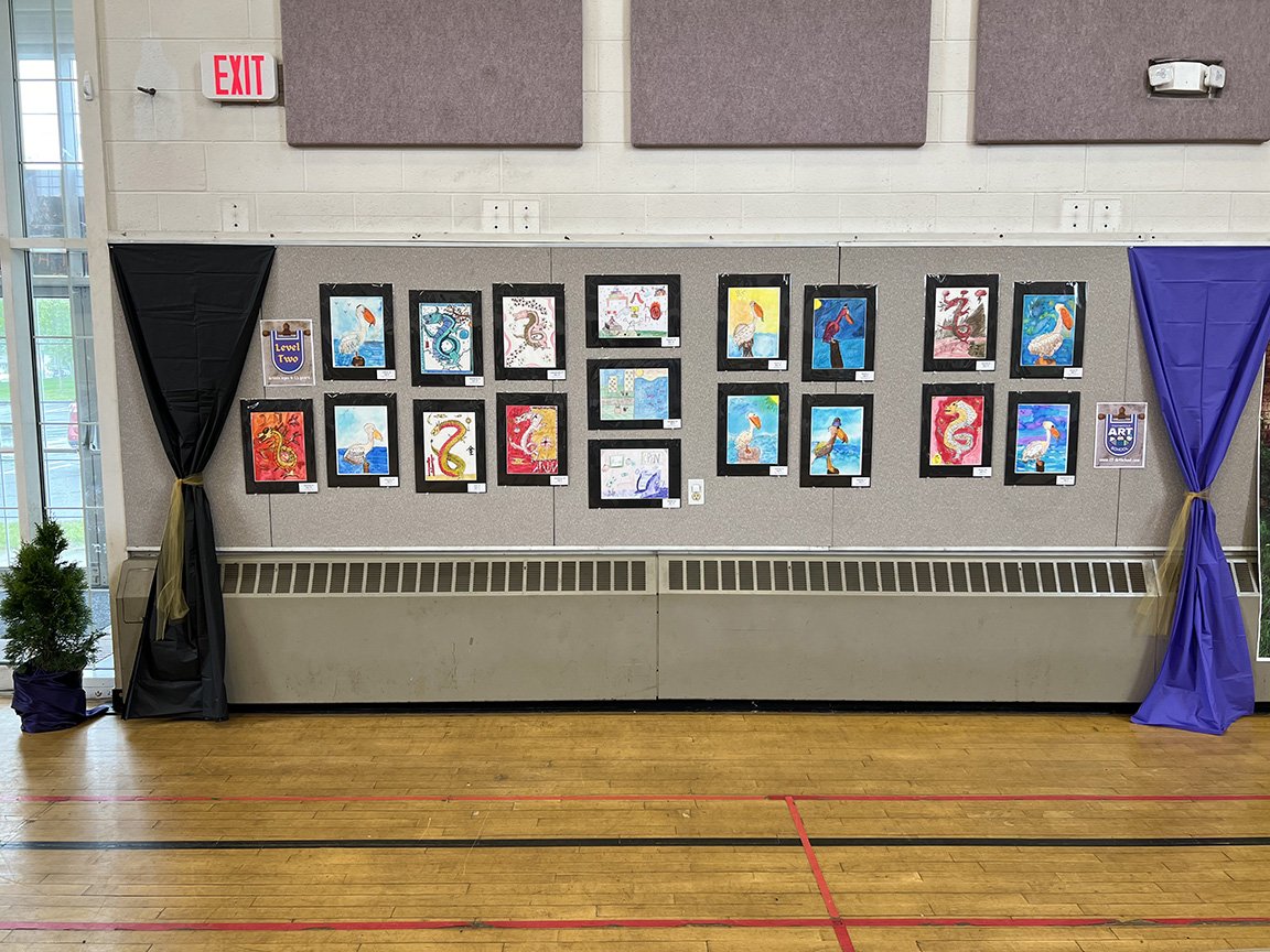 Some Level 2 (8-10 year olds) art on the wall