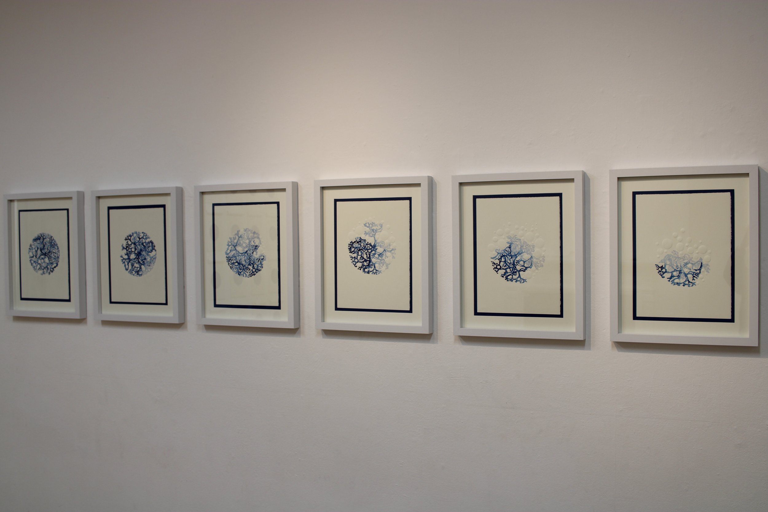  Moss Drawings 2-7 : Gansai Gouache &amp; Embossing on Cotton Paper 